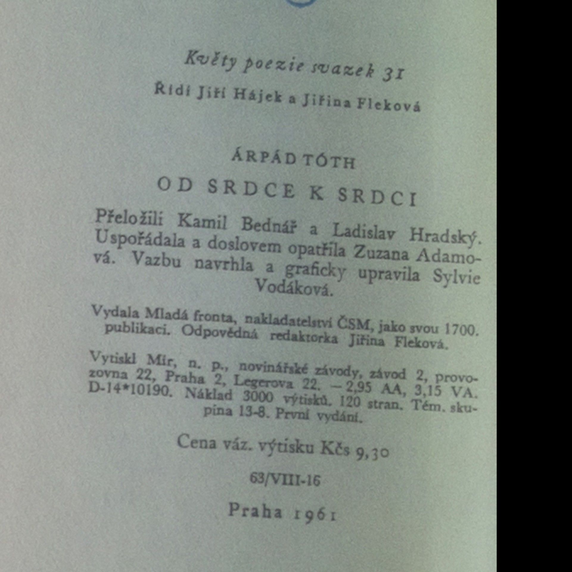 Árpád Tóth Od srdce k srdci