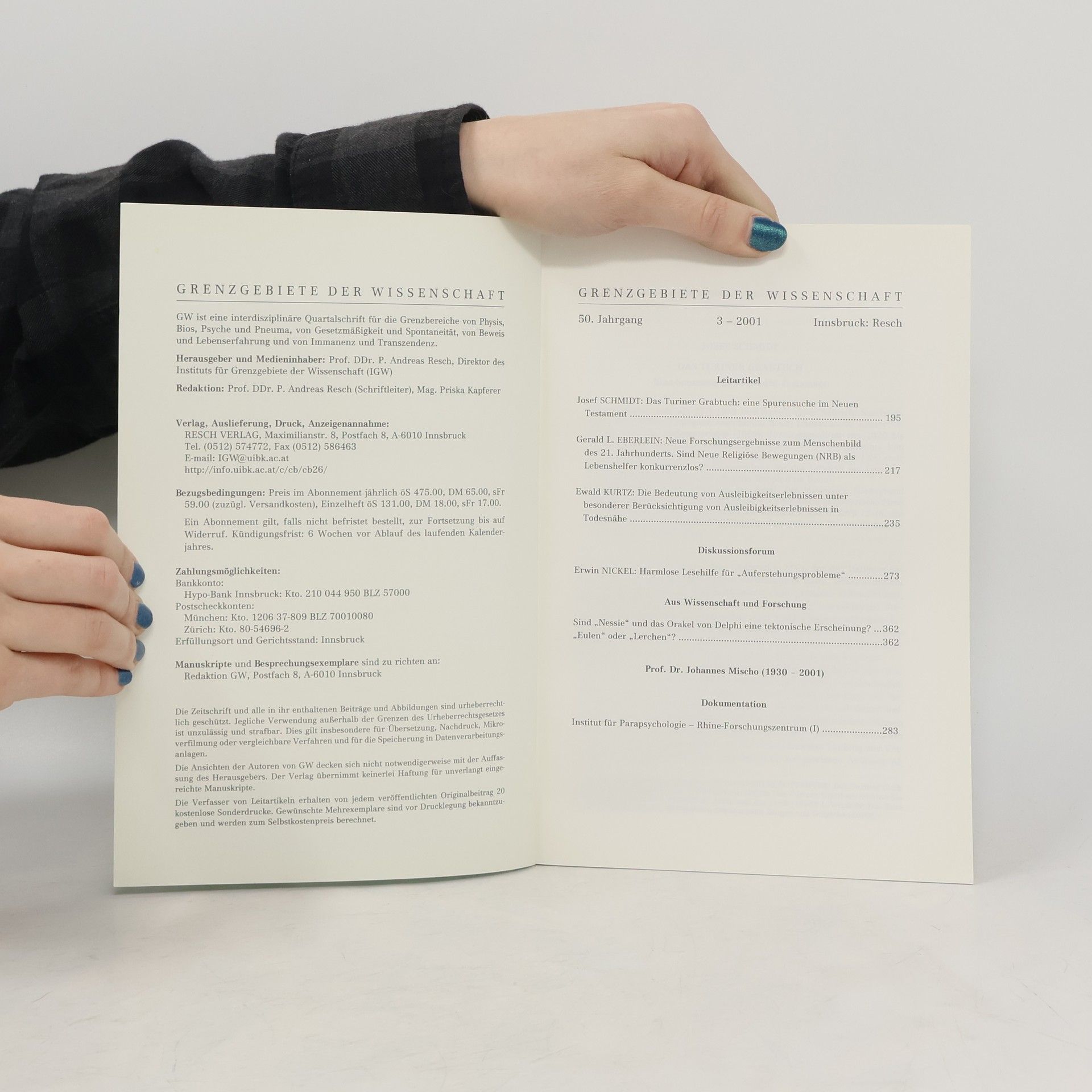 kolektiv Grenzgebiete der Wissenschaft 50 - 2001 - 3