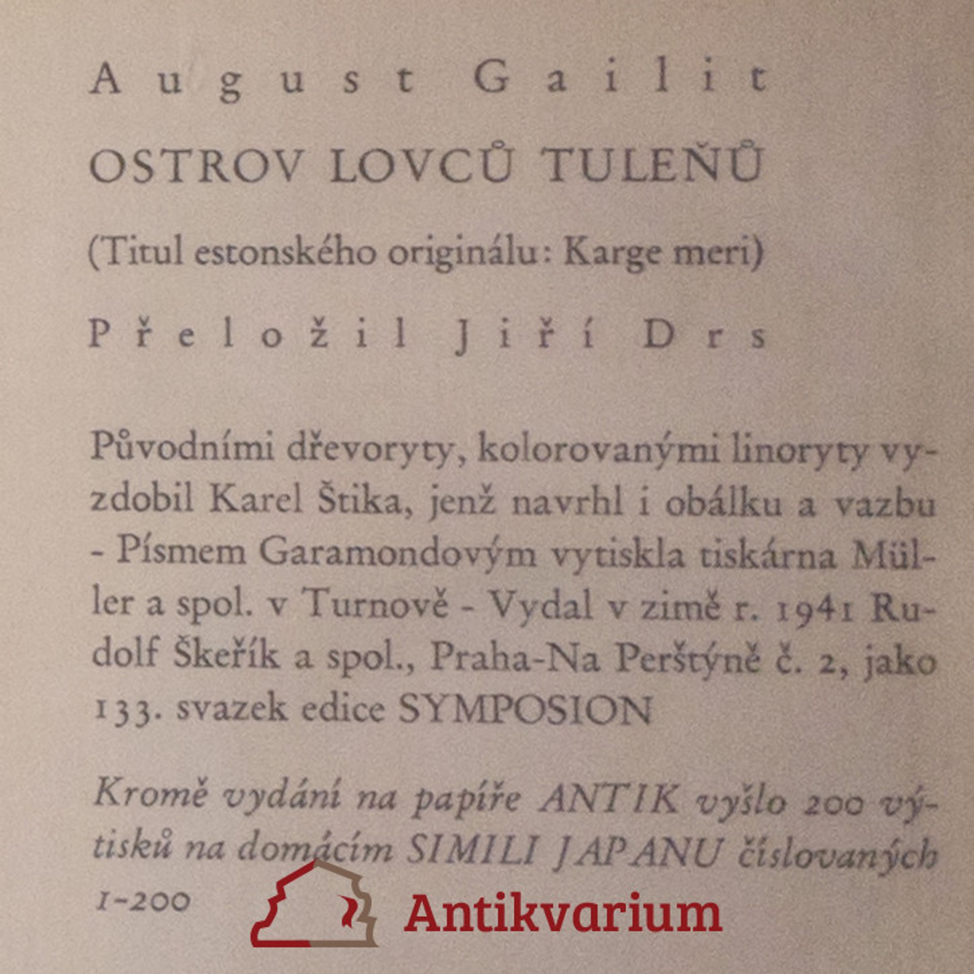 August Gailit Ostrov lovců tuleňů