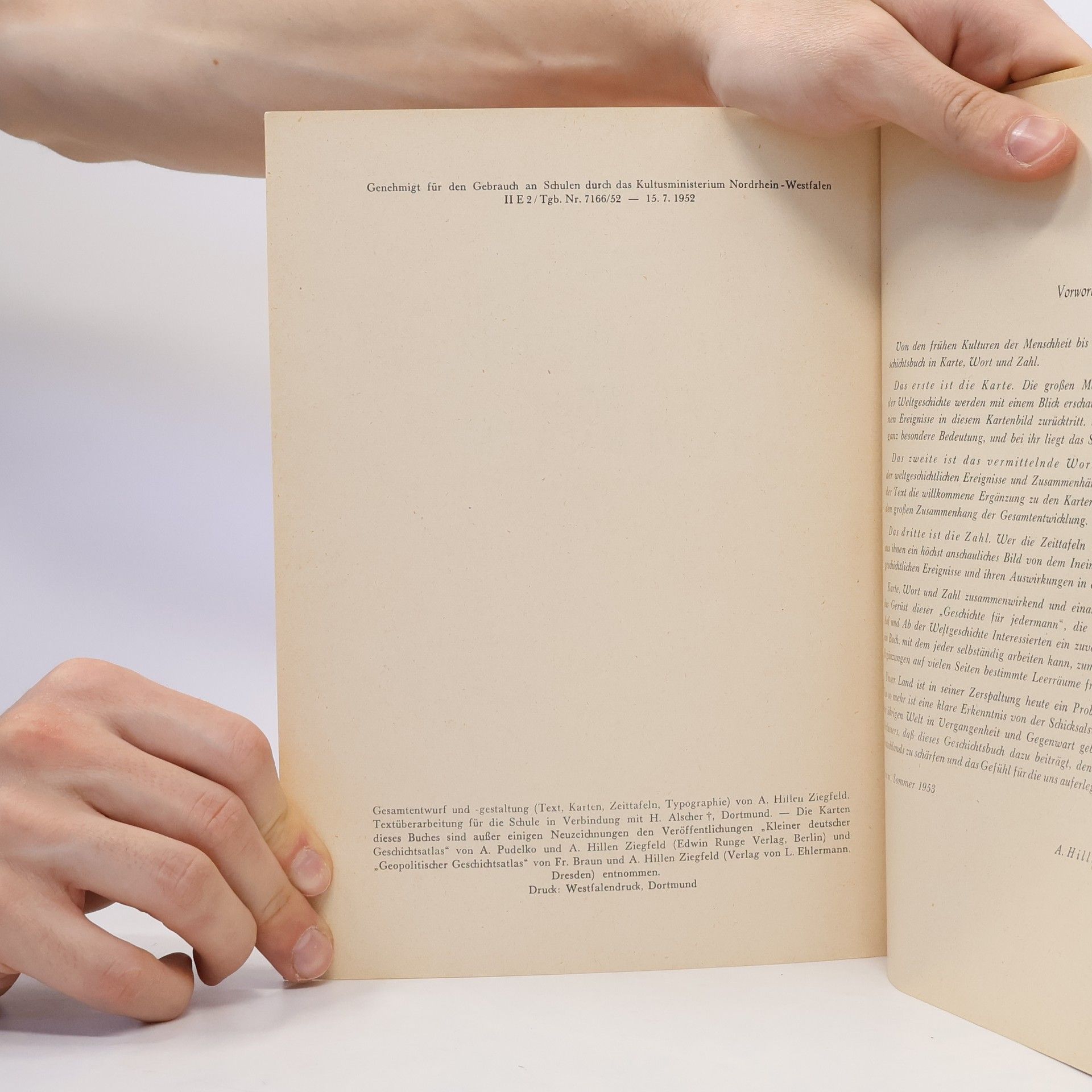 A. Hillen Ziegfried Geschichte für jedermann in Karte, Wort, Zahl