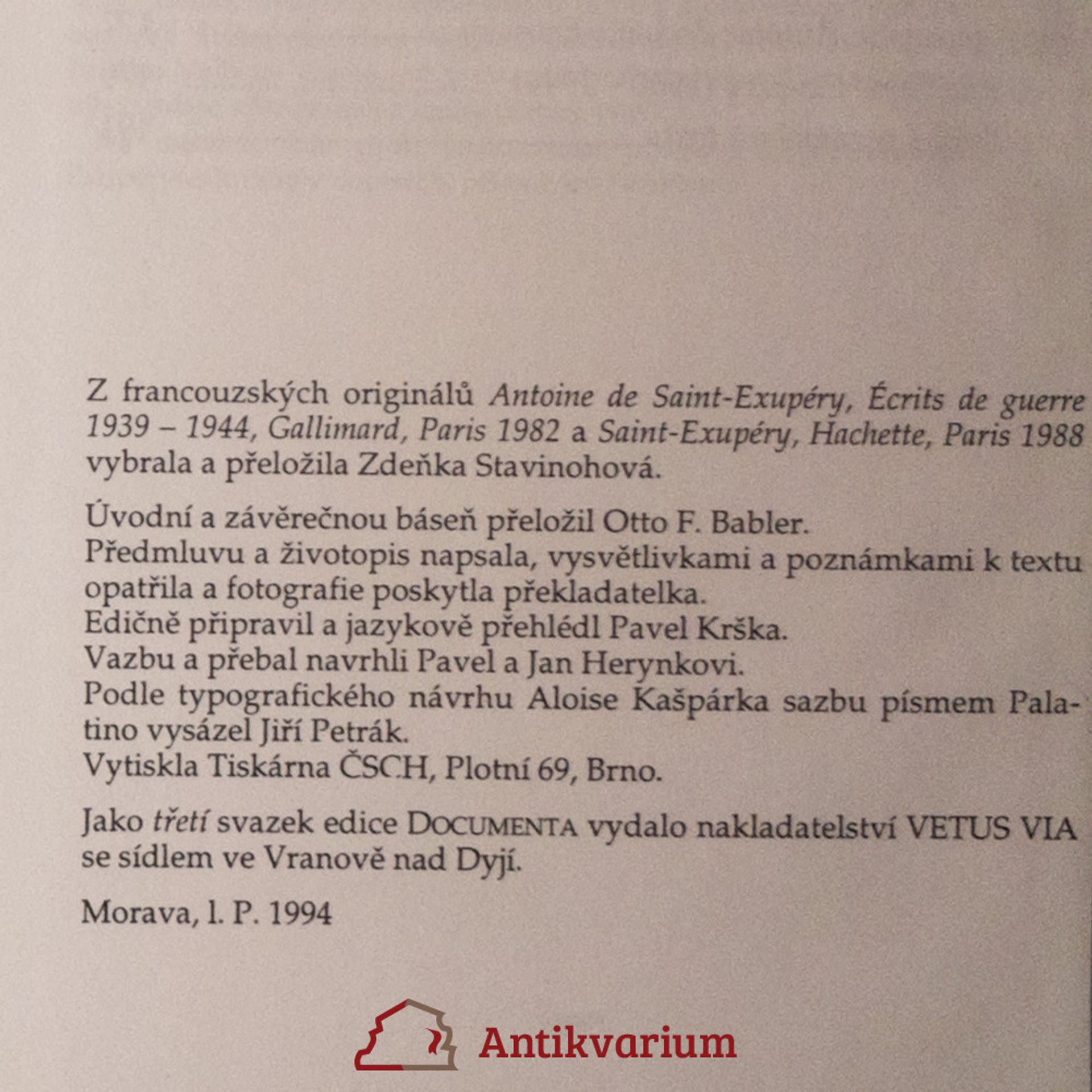 Antoine de Saint-Exupéry Válečné zápisy