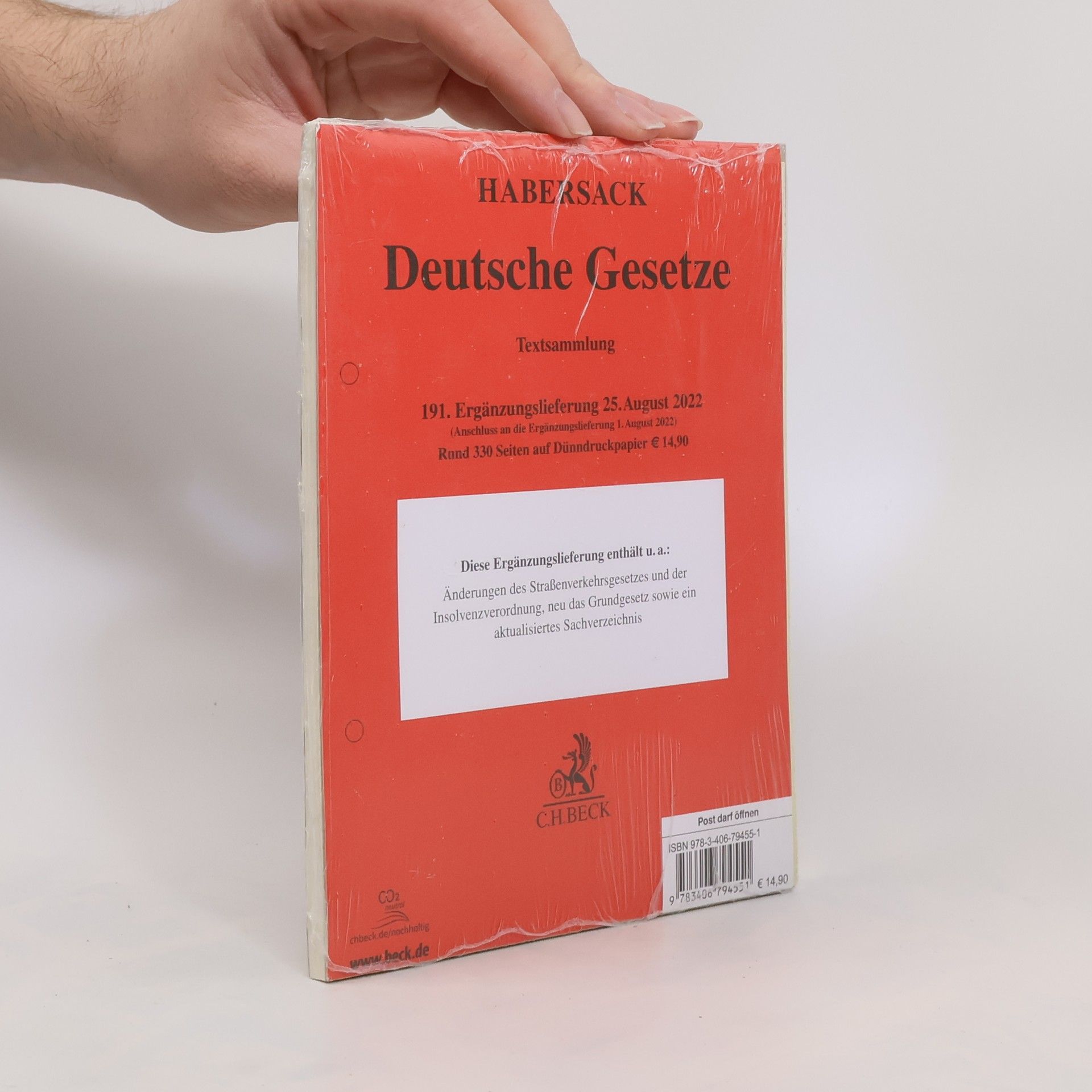 kolektiv Deutsche Gesetze 191. Ergänzungslieferung