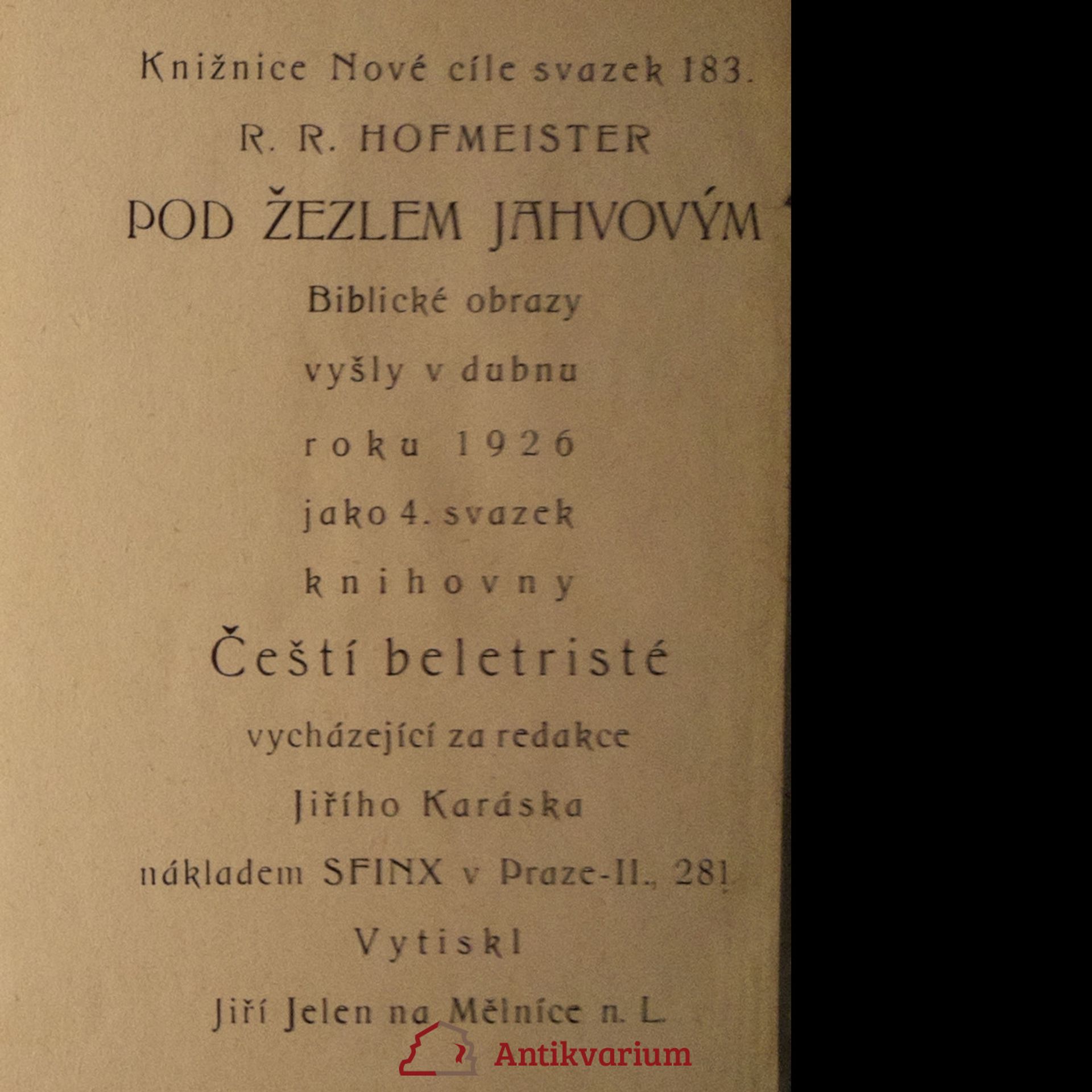Rudolf Richard Hofmeister Pod žezlem Jahvovým. Biblické obrazy