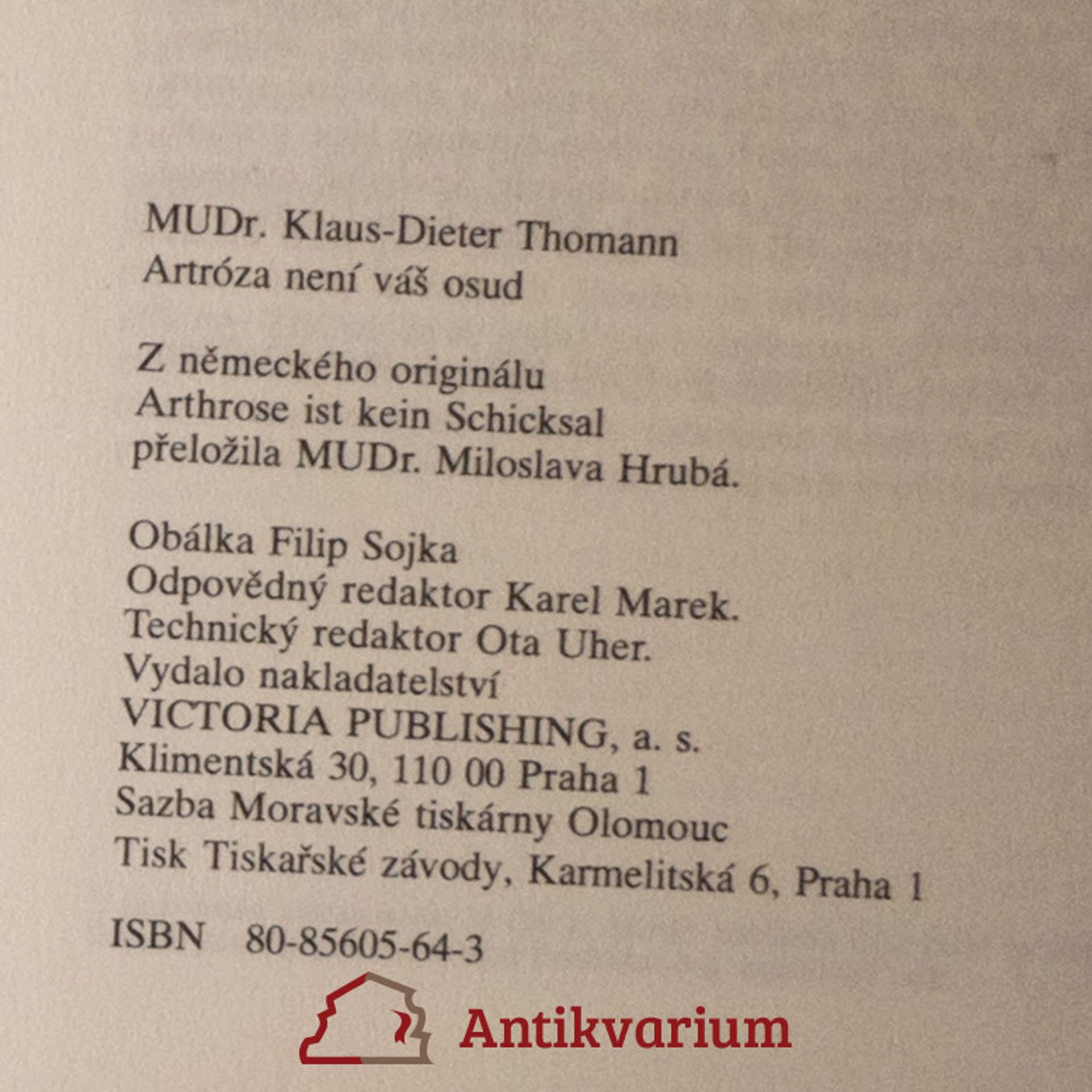 Klaus Dieter Thomann Artróza není váš osud