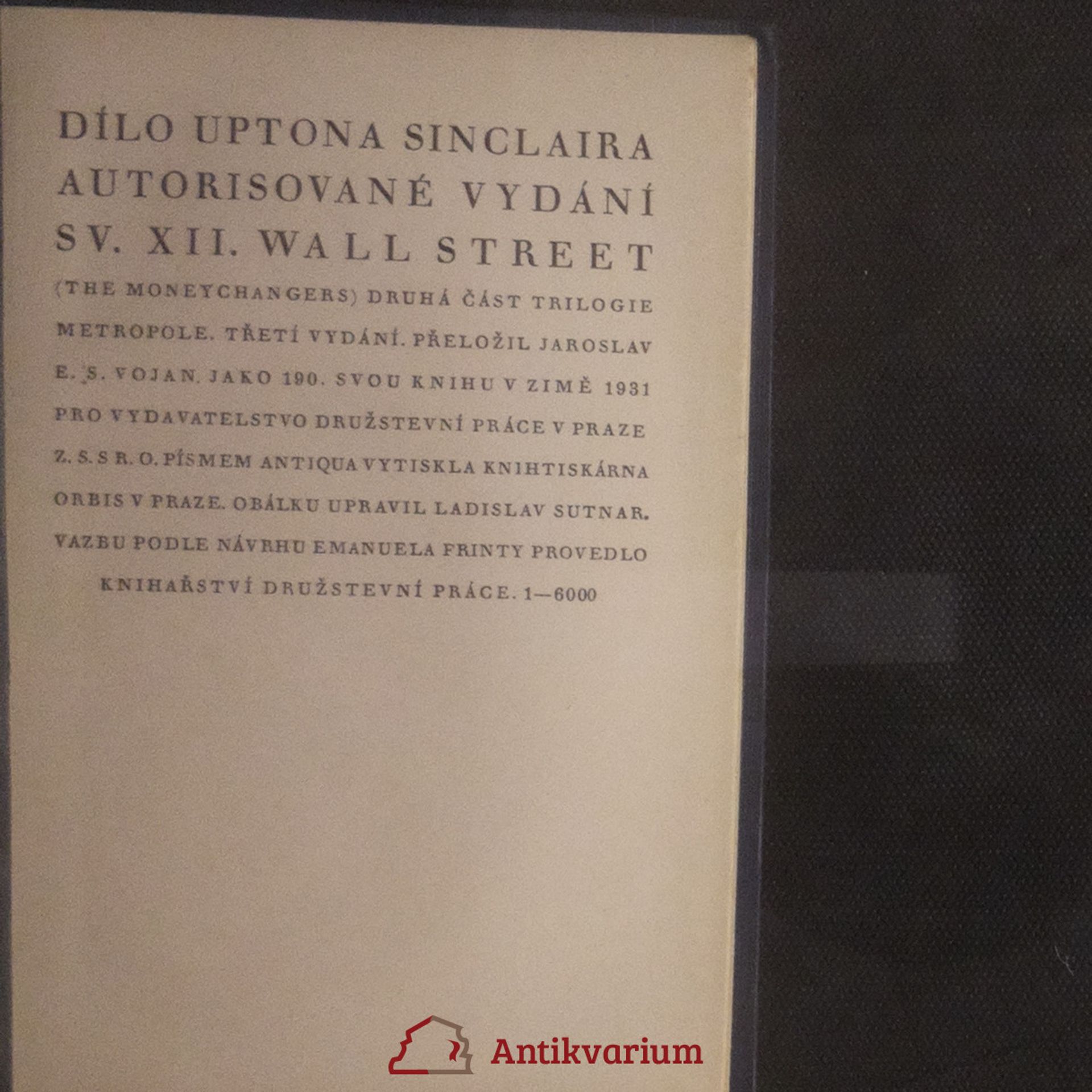 Upton Sinclair Wall Street