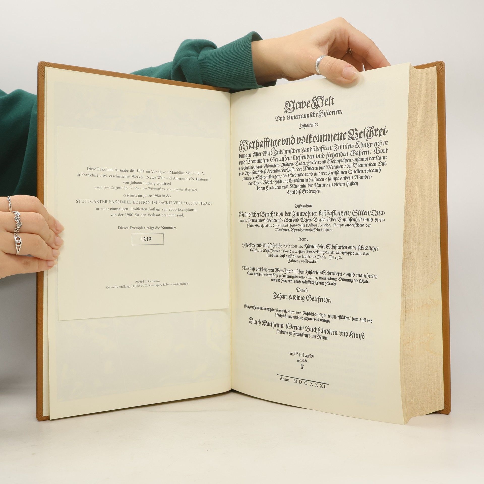 Johann Gottfried Ludwig Kosegarten Newe Welt und Americanische Historien (nummeriertes exemplar)