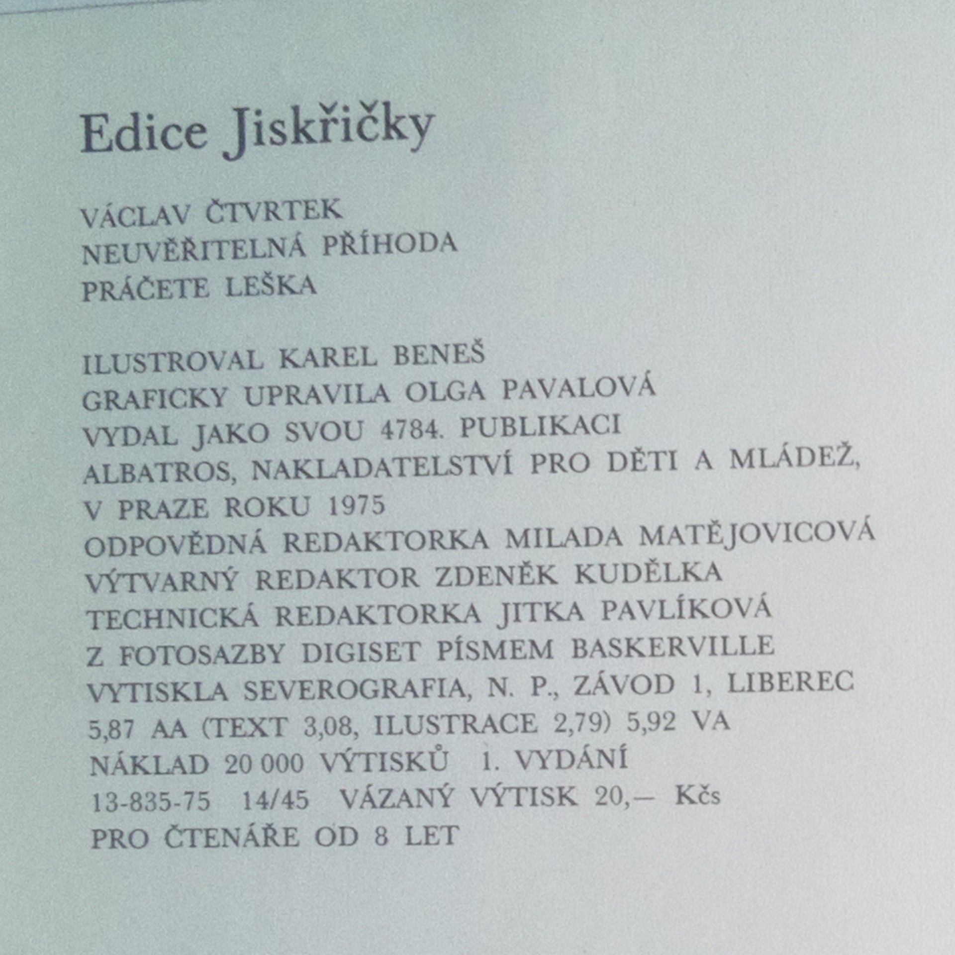 Václav Čtvrtek Neuvěřitelná příhoda práčete Leška