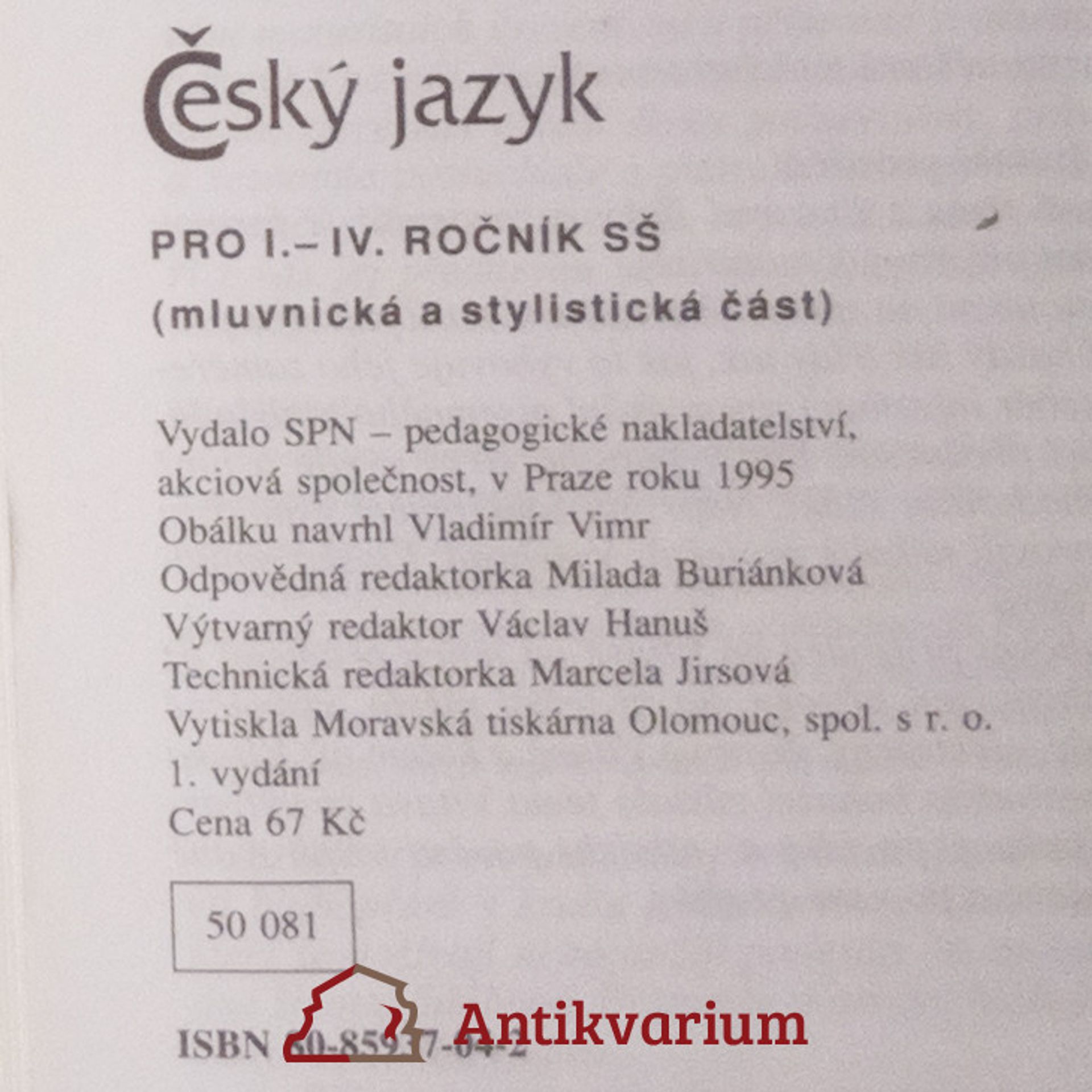 Zdeněk Hlavsa Český jazyk pro I.-IV. ročník středních škol