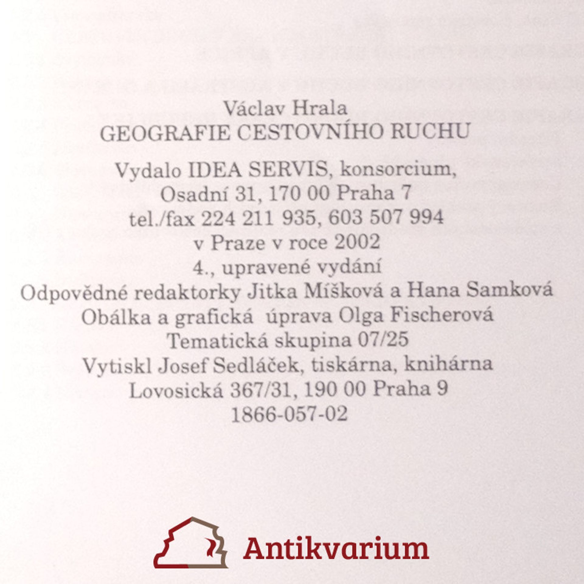 Václav Hrala Geografie cestovního ruchu