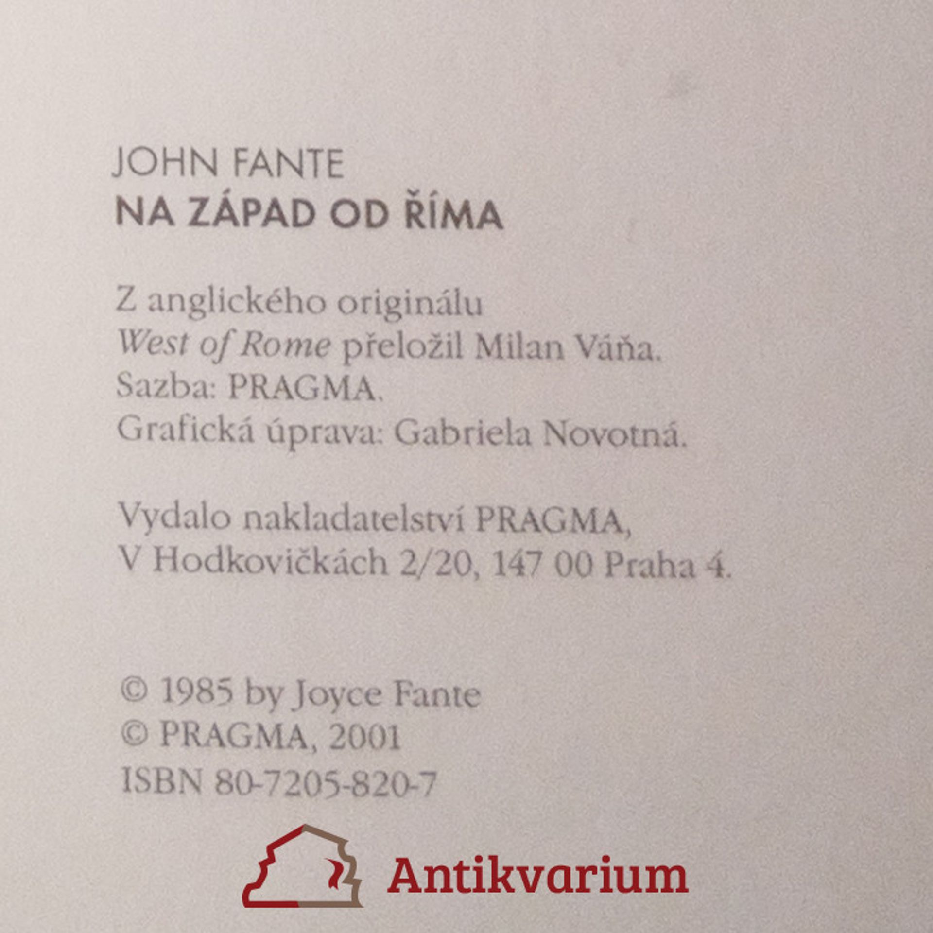 John Fante Na západ od Říma