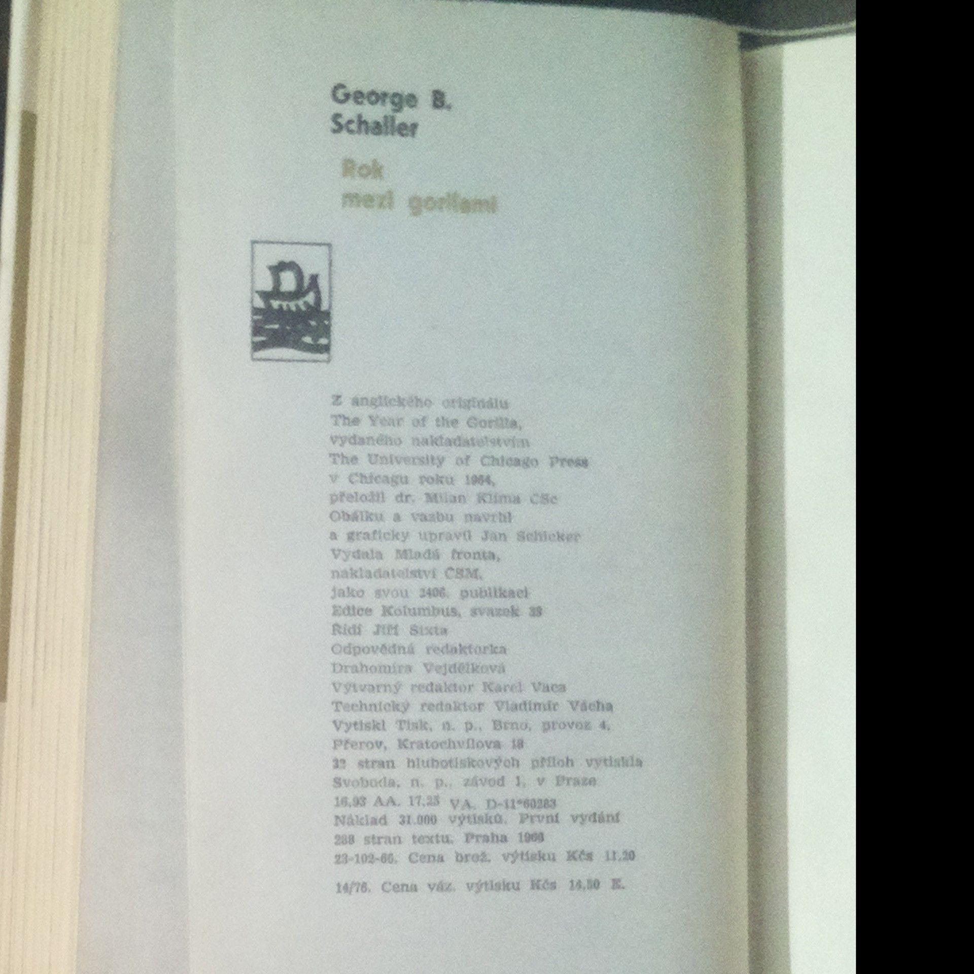 George Schaller Rok mezi gorilami