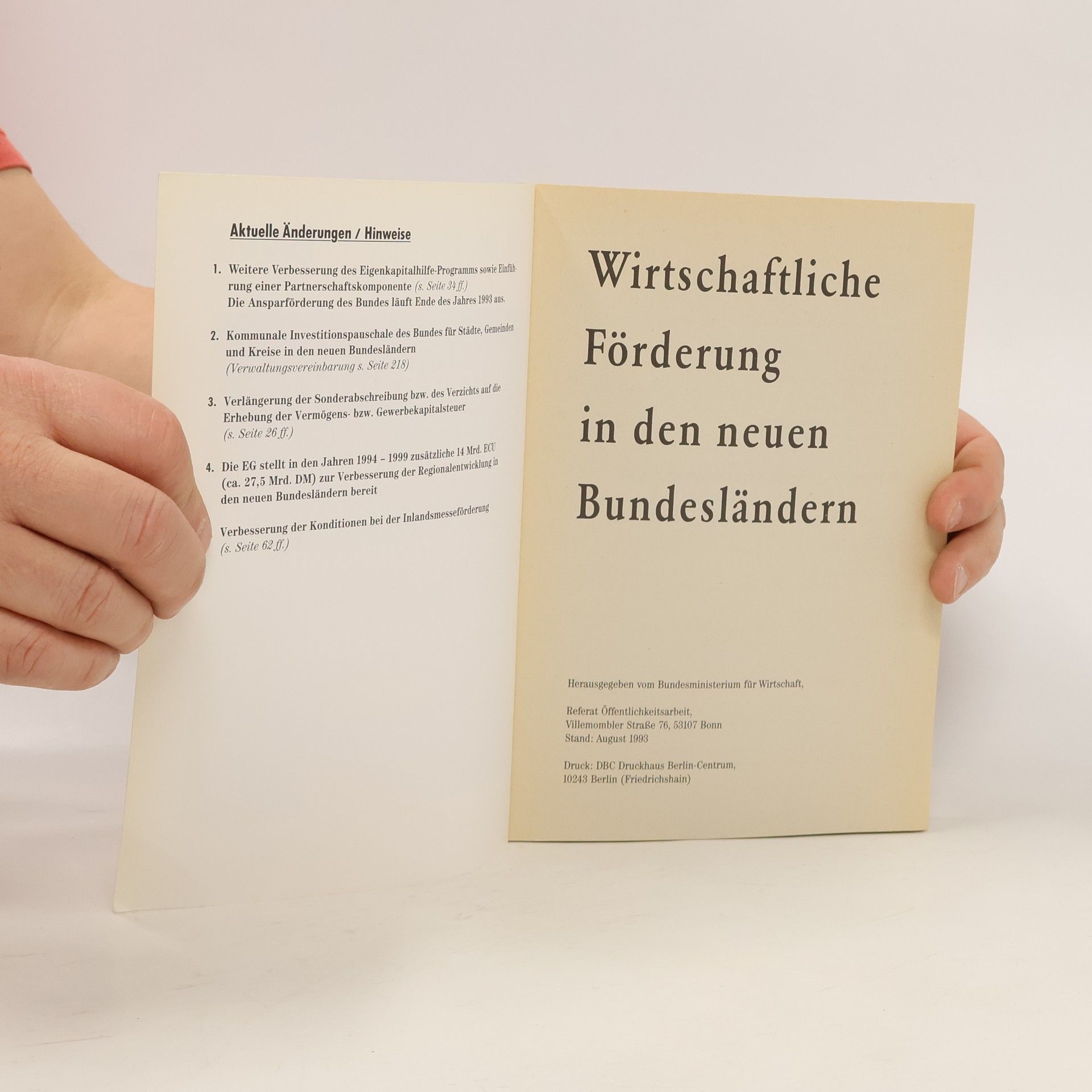 Autorenkollektiv Wirtschaftliche Forderung in den neuen Bundesländern