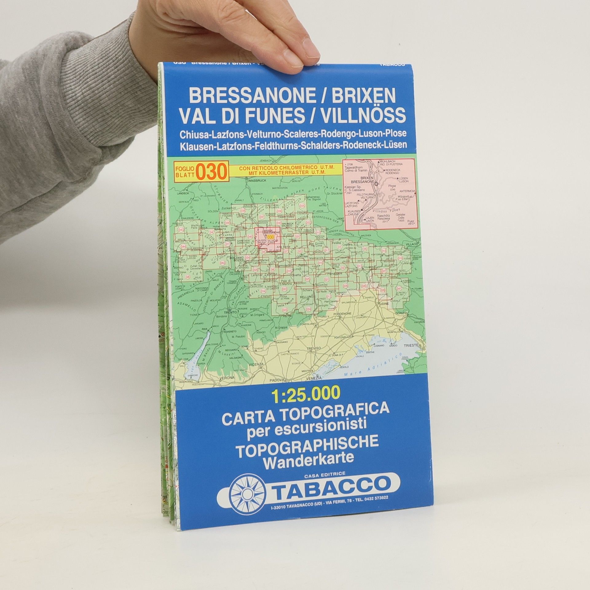 Collectif d'auteurs Tabacco topographische Wanderkarte Brixen, Villnöss. Bressanone, Val di Funes