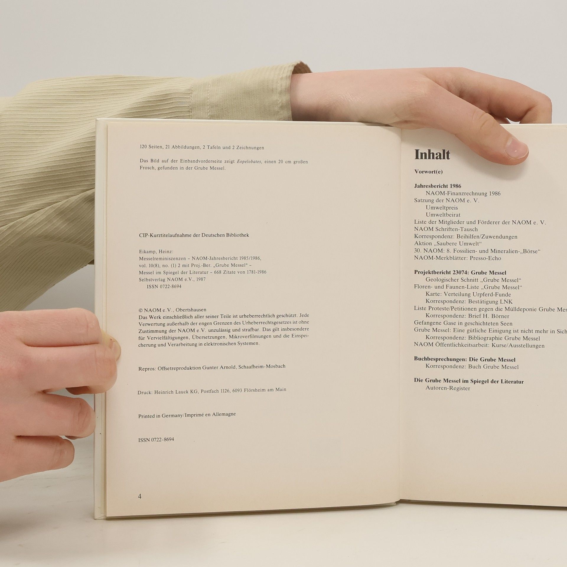 Heinz Eikamp NAOM-Jahresbericht vol. 10(8), no. 1(2), 1985/1986: Messelreminiszenzen