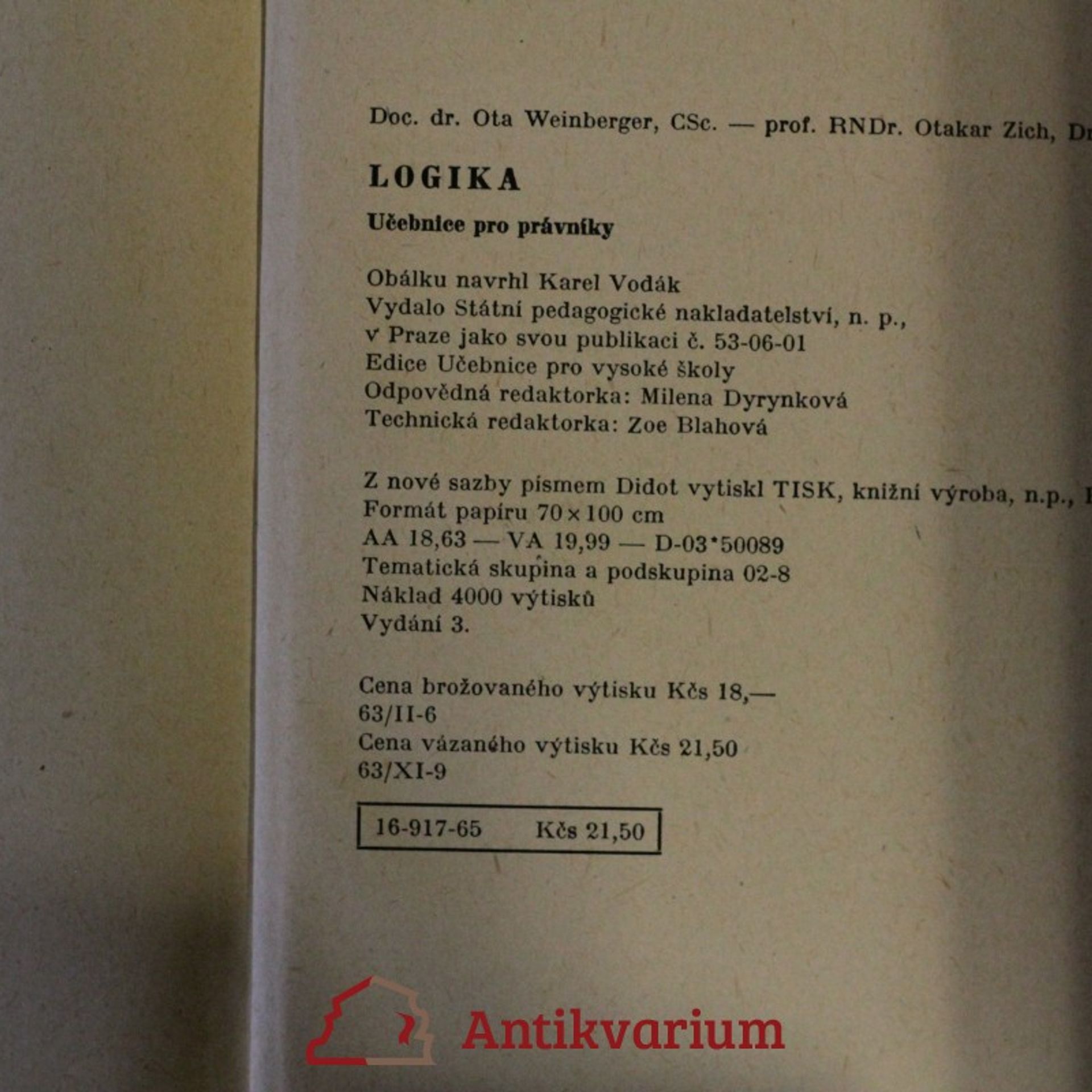 Ota Weinberger Logika: učebnice pro právníky