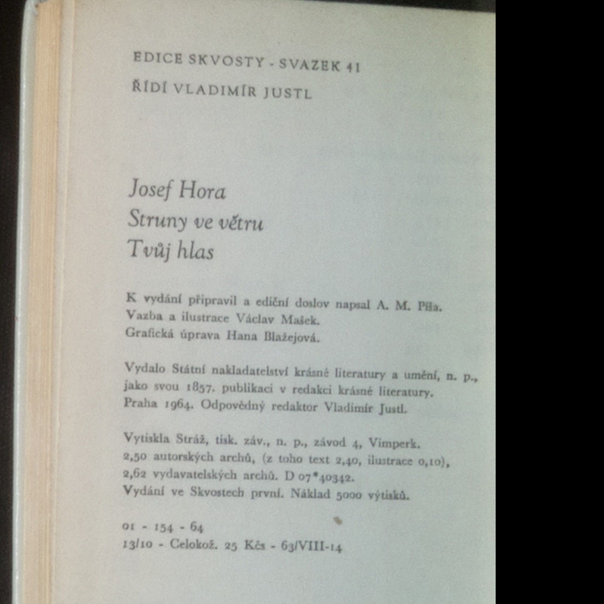 Josef Hora Struny ve větru. Tvůj hlas