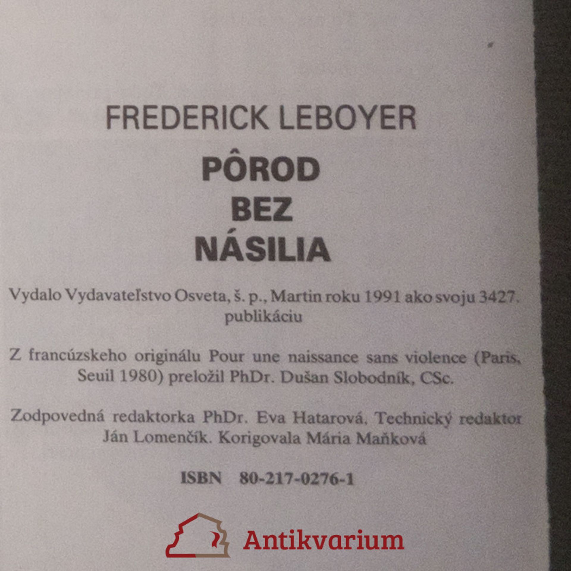 Frédérick Leboyer Pôrod bez násilia