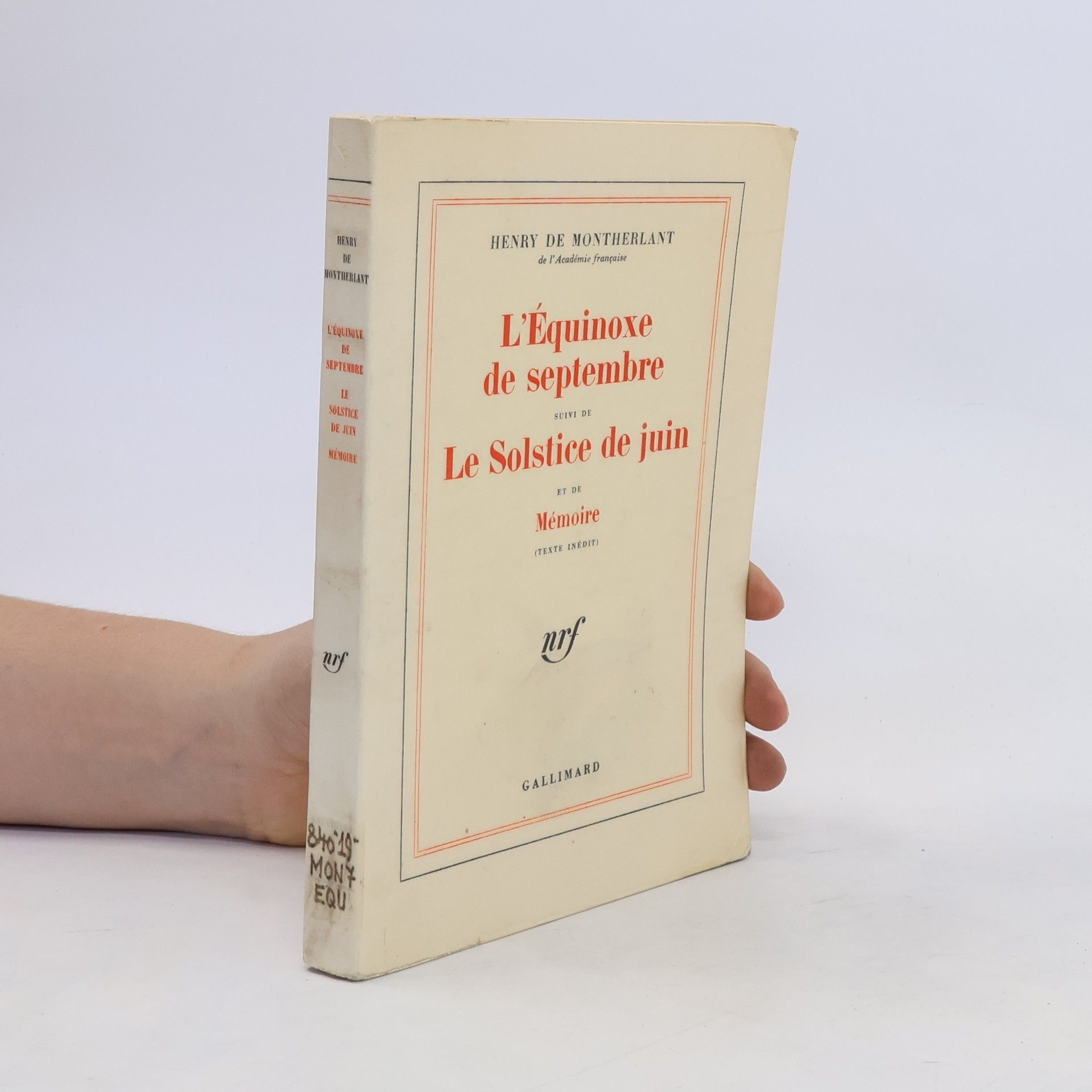 Henry de Montherlant L'équinoxe de septembre