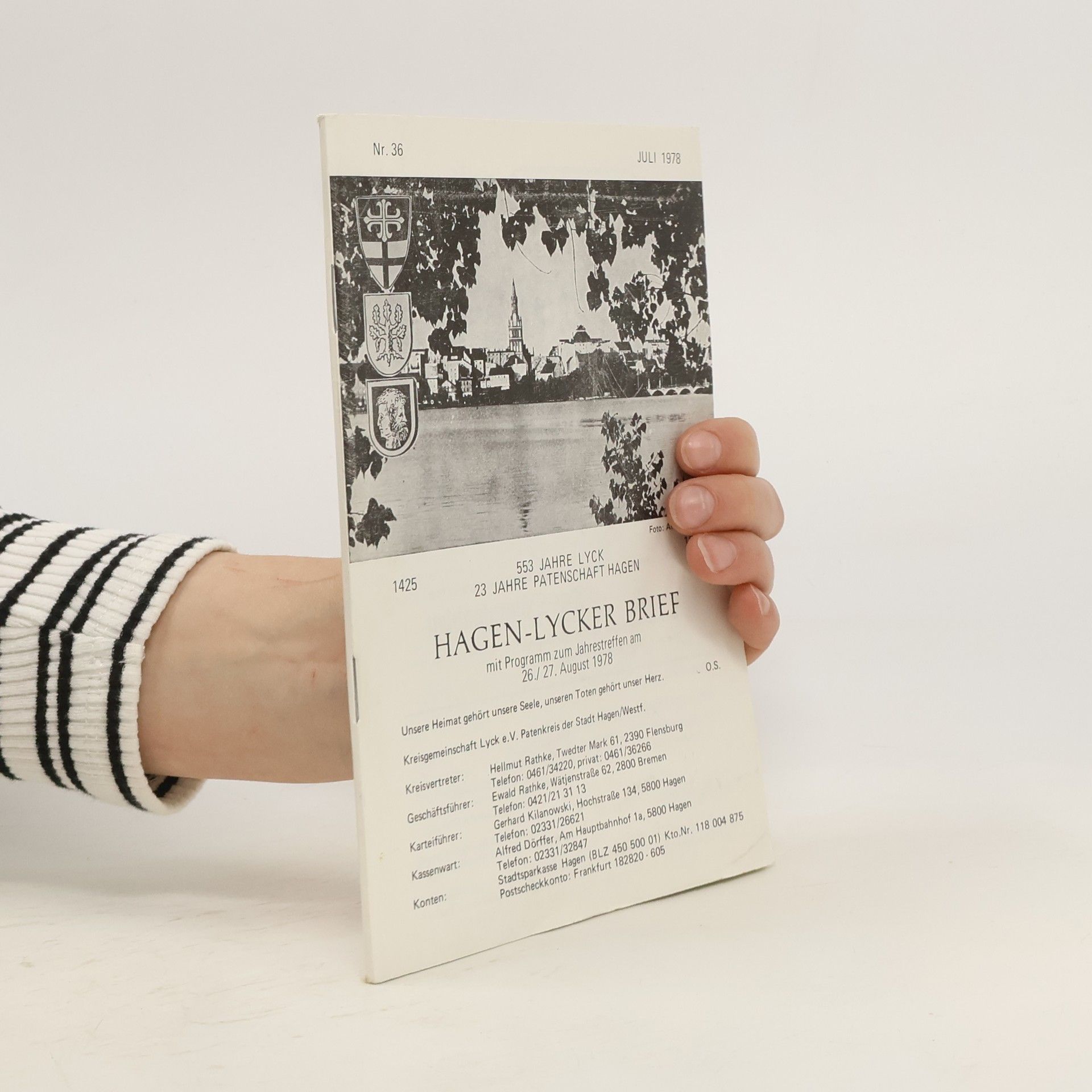 Collectif d'auteurs Hagen - Lycker Brief mit Programm zum Jahrestreffen am 26./ 27. August 1978