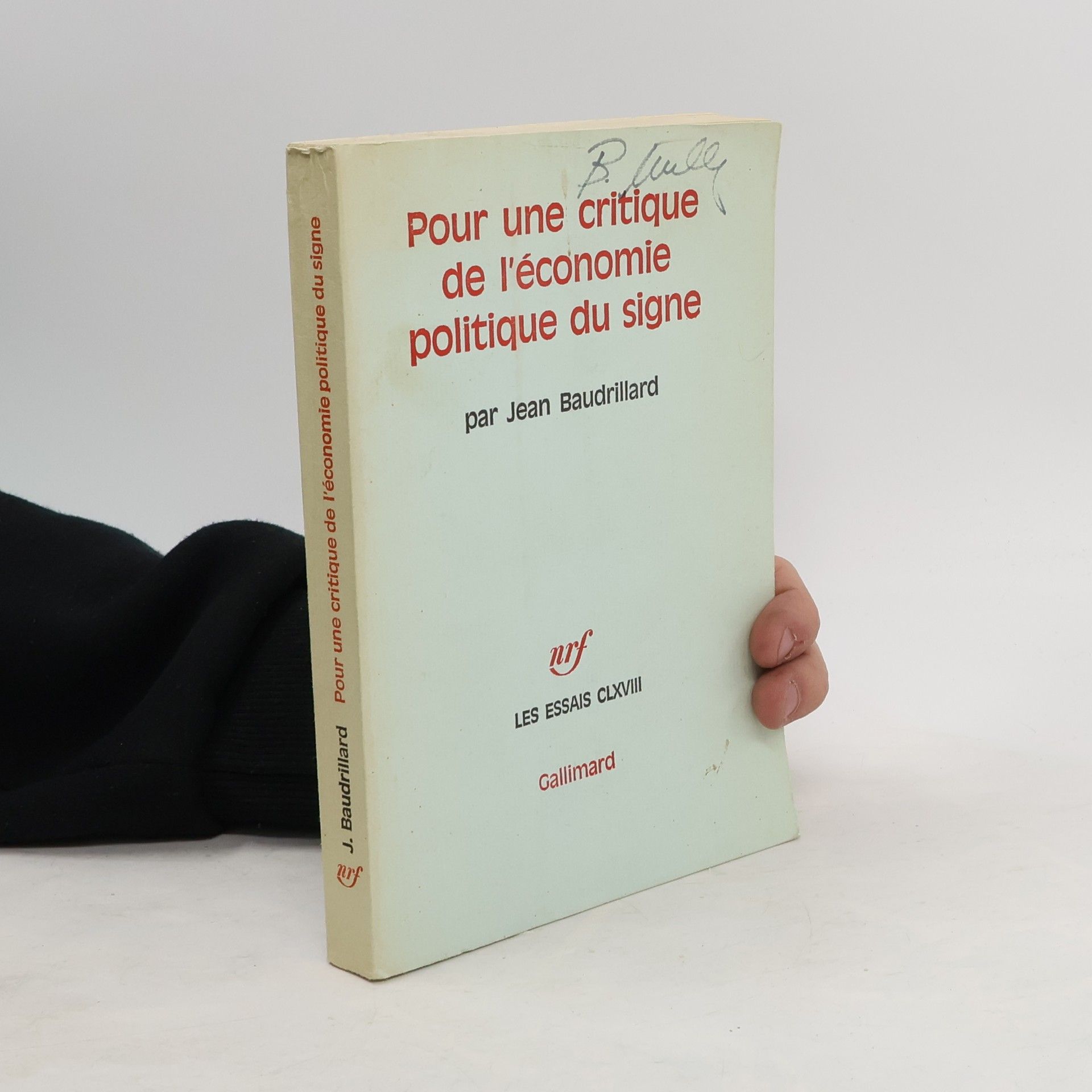 Jean Baudrillard Pour une critique de l'économie politique du signe