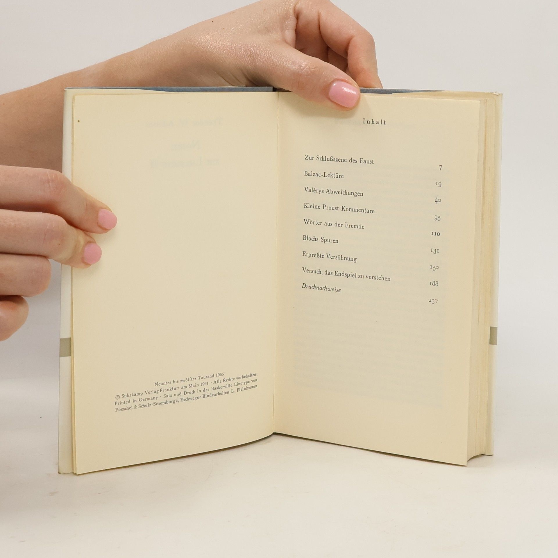 Theodor W. Adorno Noten zur Literatur II.