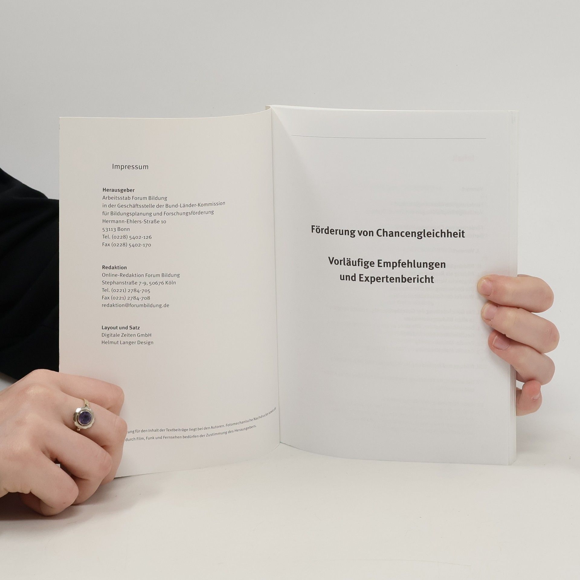 Forum Bildung Förderung von Chancengleichheit