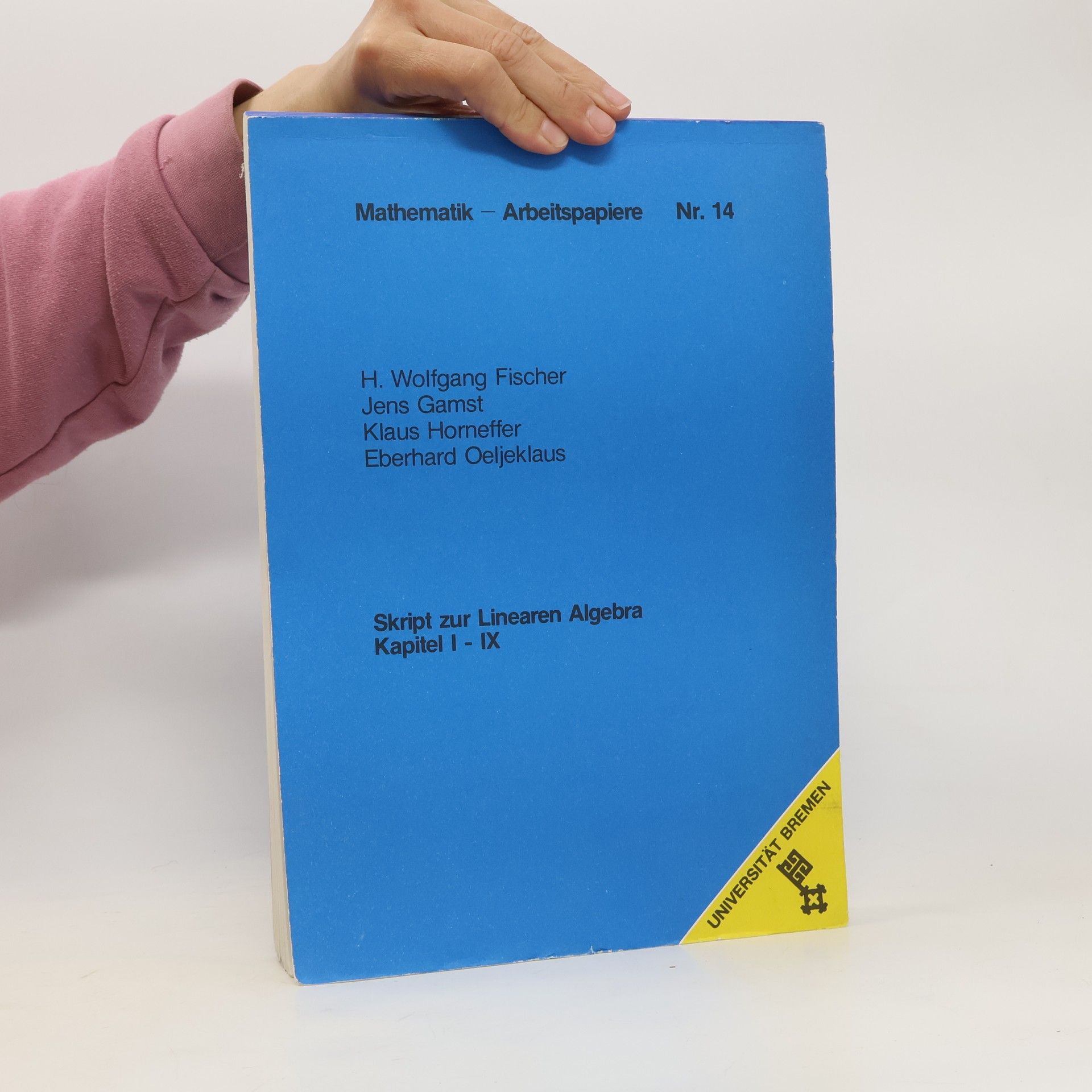 H. Wolfgang Fischer Mathematik - Arbeitspiele 14. Skript zur Linear Algebra Kapitel I-IX