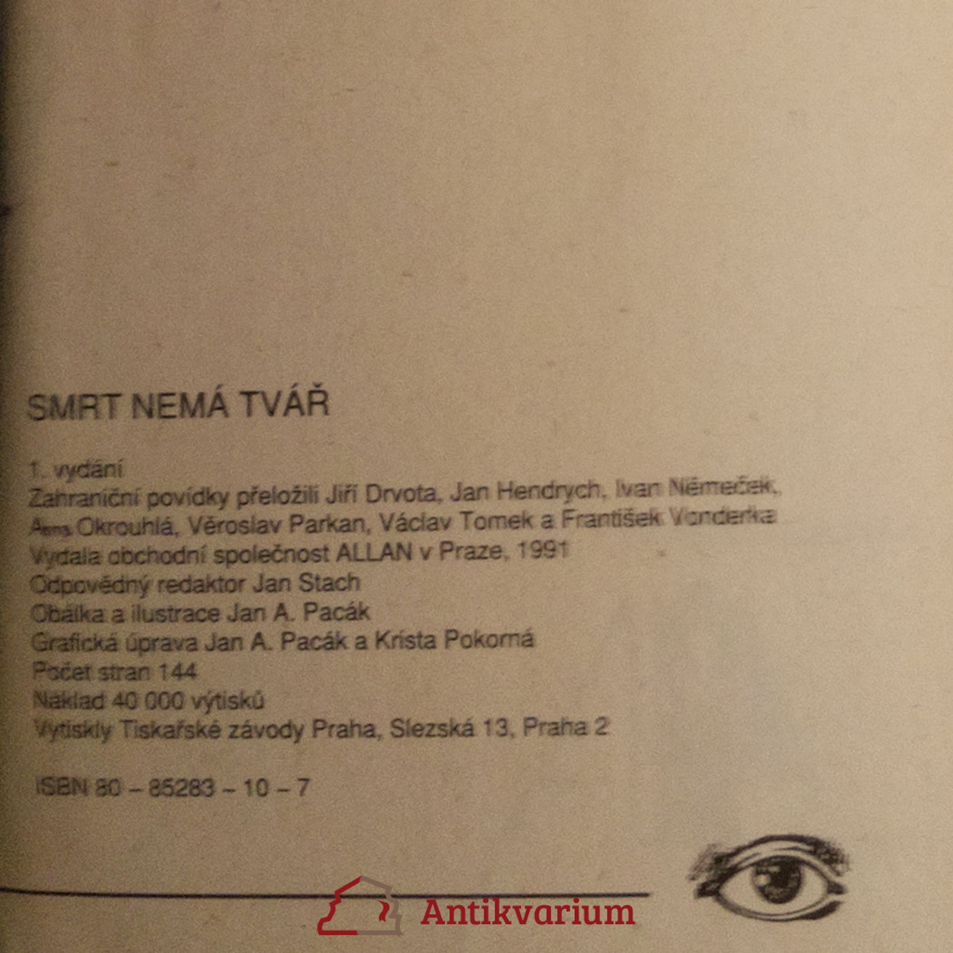 Jan Antonín Pacák Smrt nemá tvář