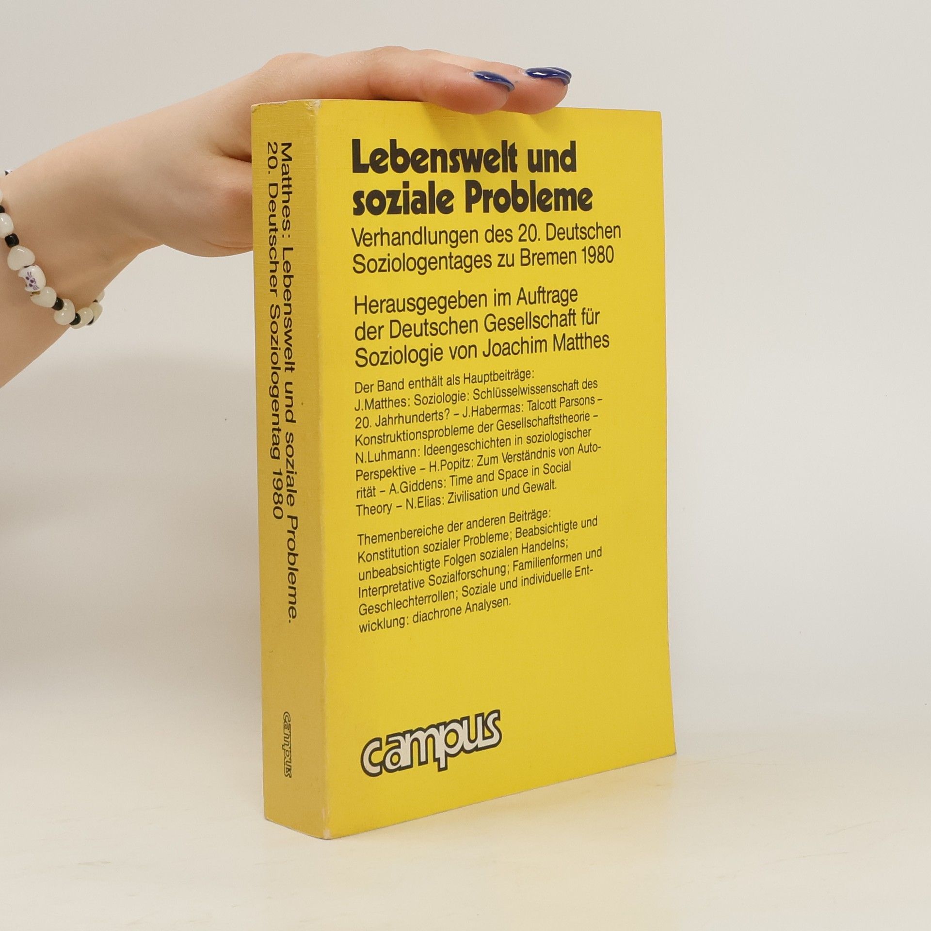 Joachim Matthes Lebenswelt und soziale Probleme