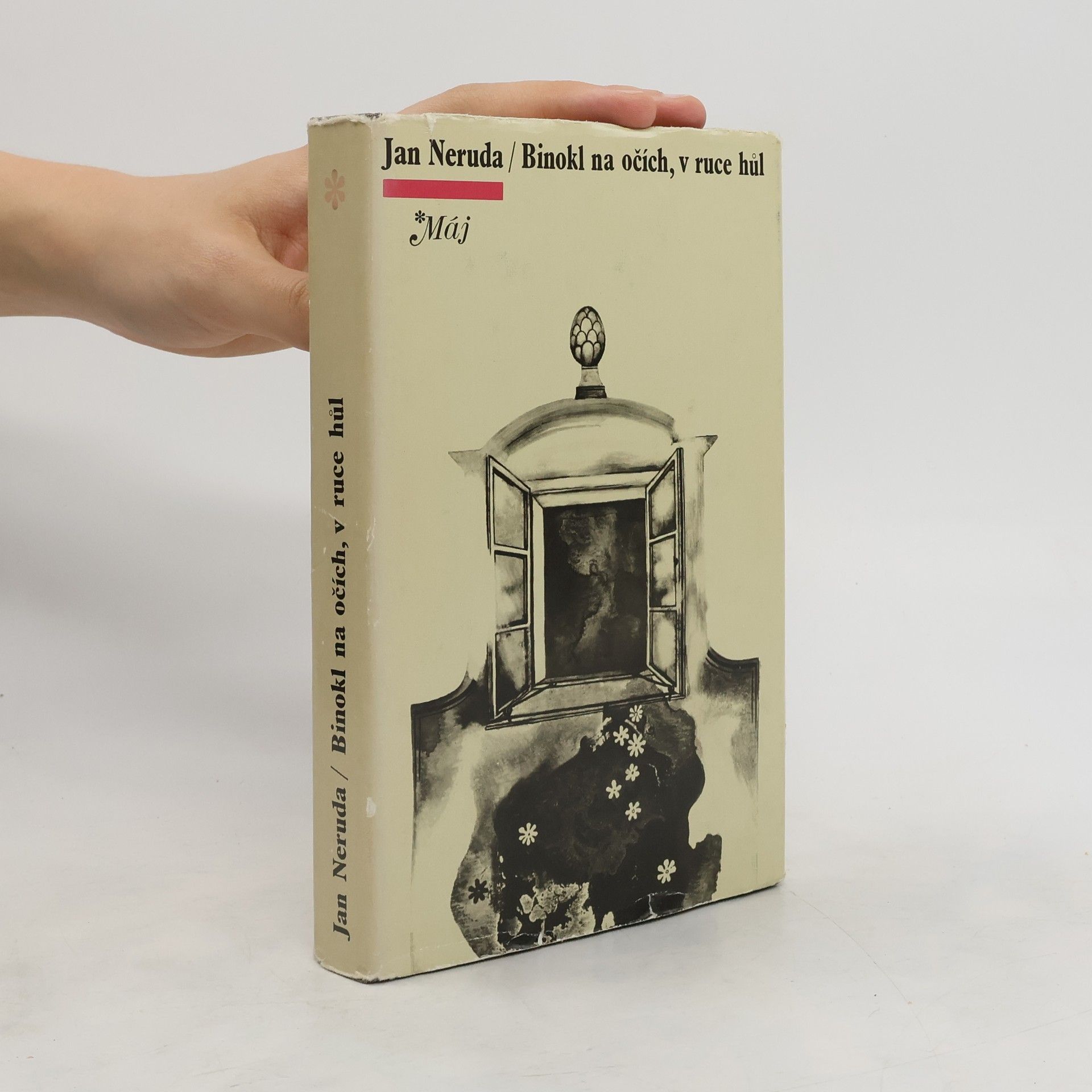 Jan Neruda Binokl na očích, v ruce hůl