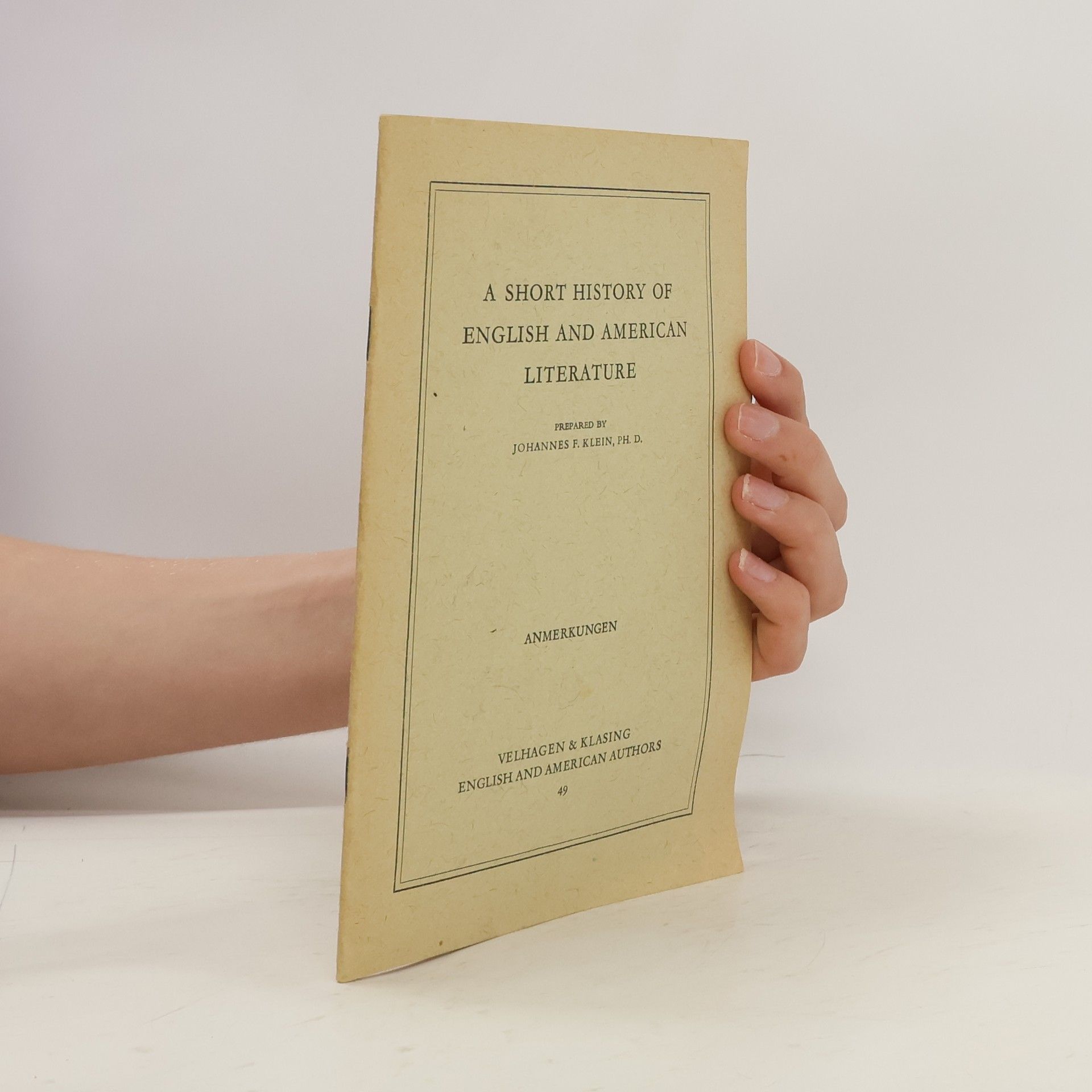 Johannes F. Klein A Short History of English and American Literature