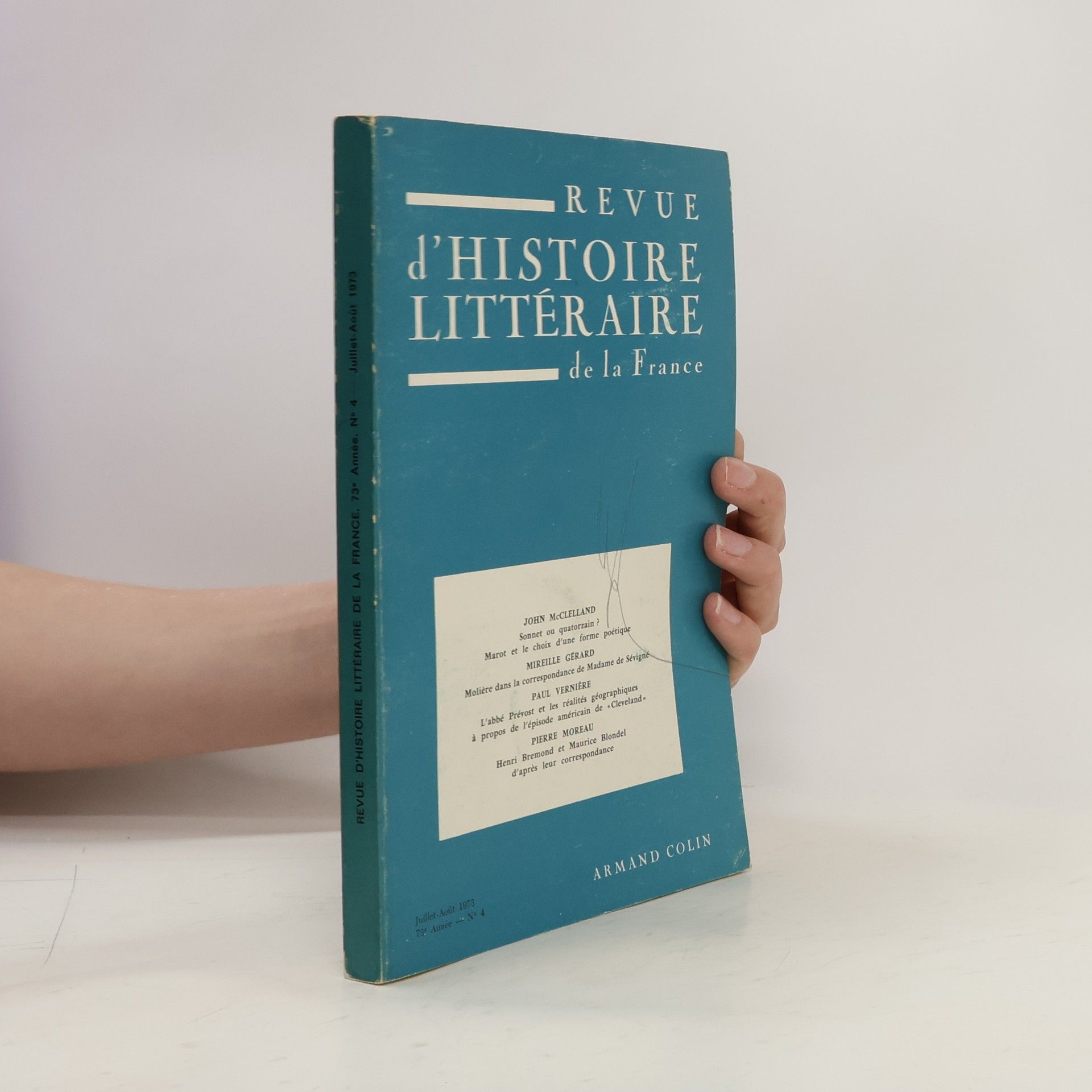 Armand Colin Revue d'histoire littéraire de la France