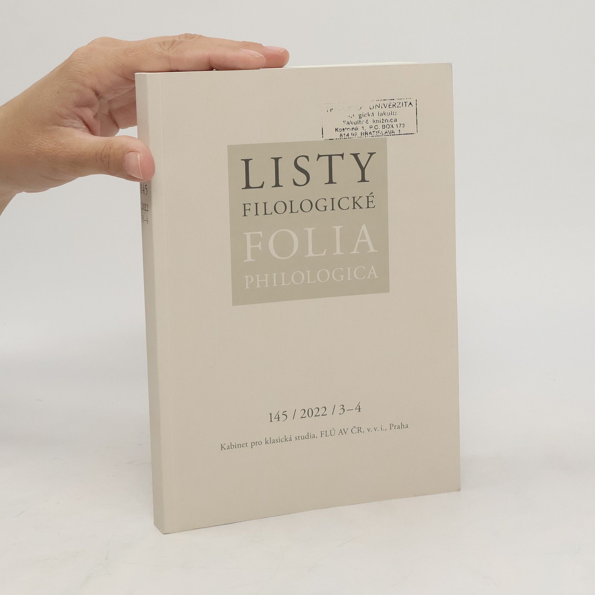 Collective Listy filologické. Folia philologica 145/2022/3-4