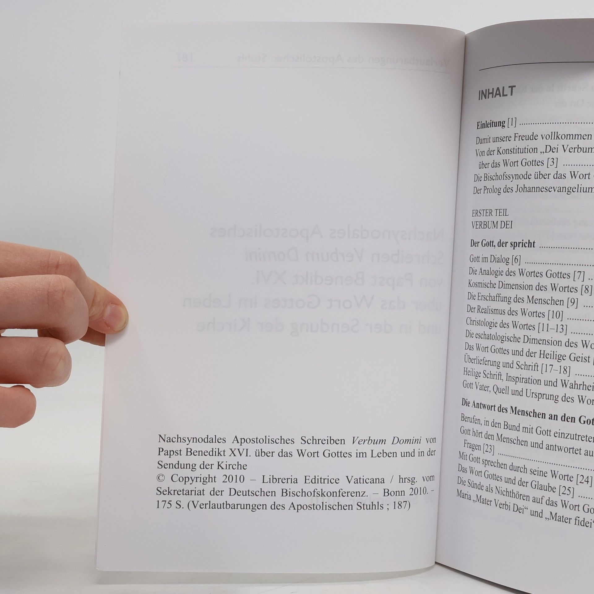 Autorenkollektiv Verlautbarungen des Apostolischen Stuhls 187