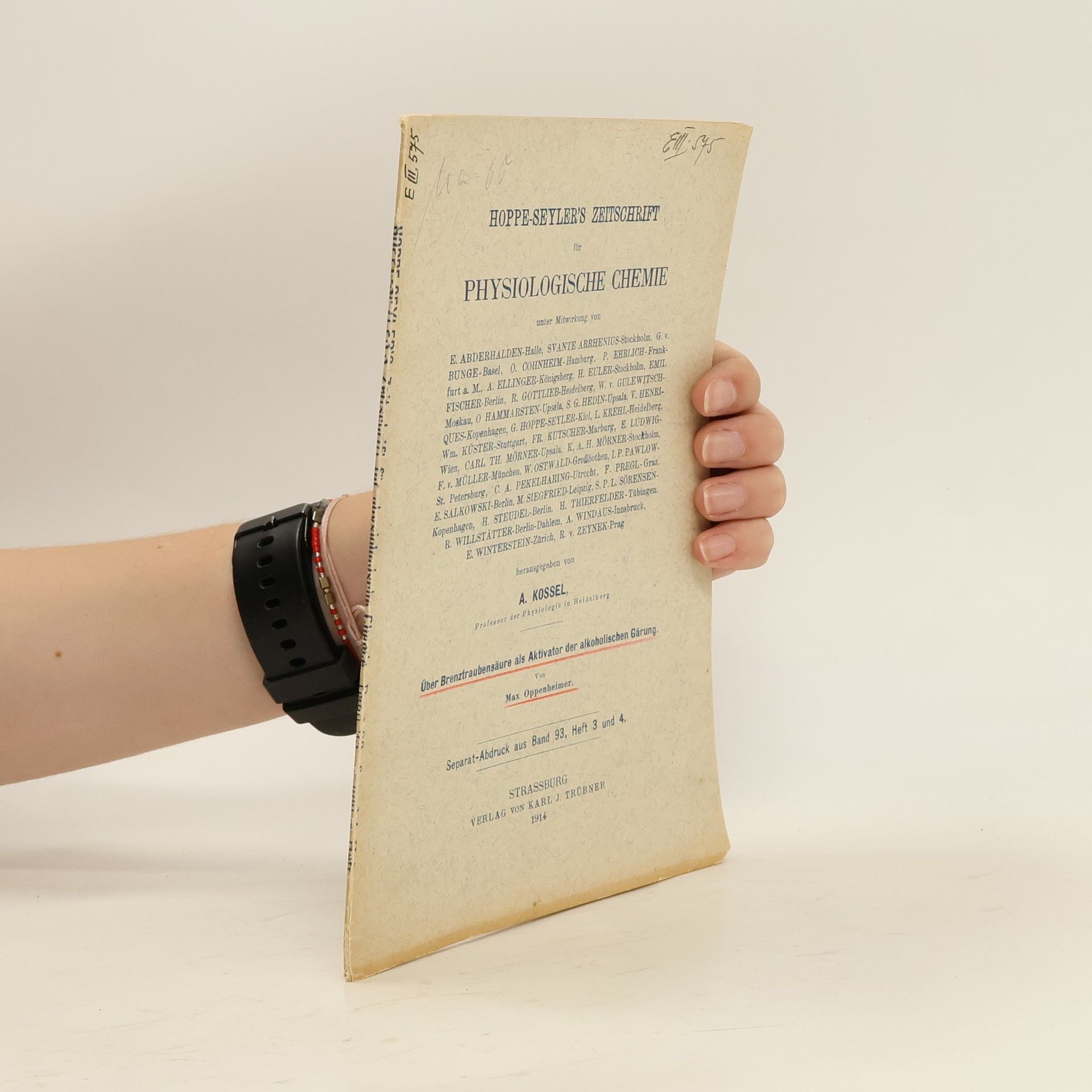Autorenkollektiv Hoppe-Seyler´s Zeitschrift für Physiologische Chemie
