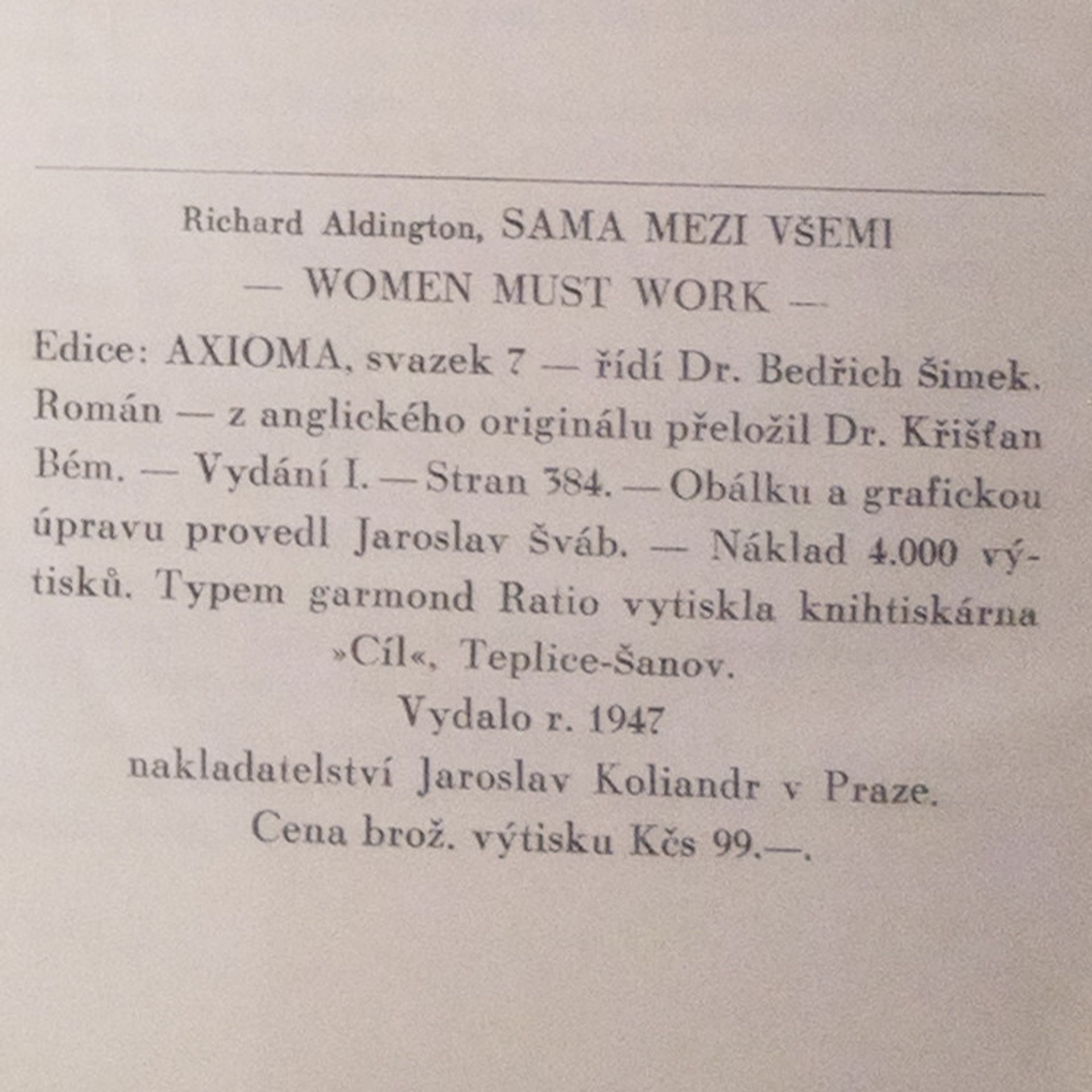 Richard Aldington Sama mezi všemi