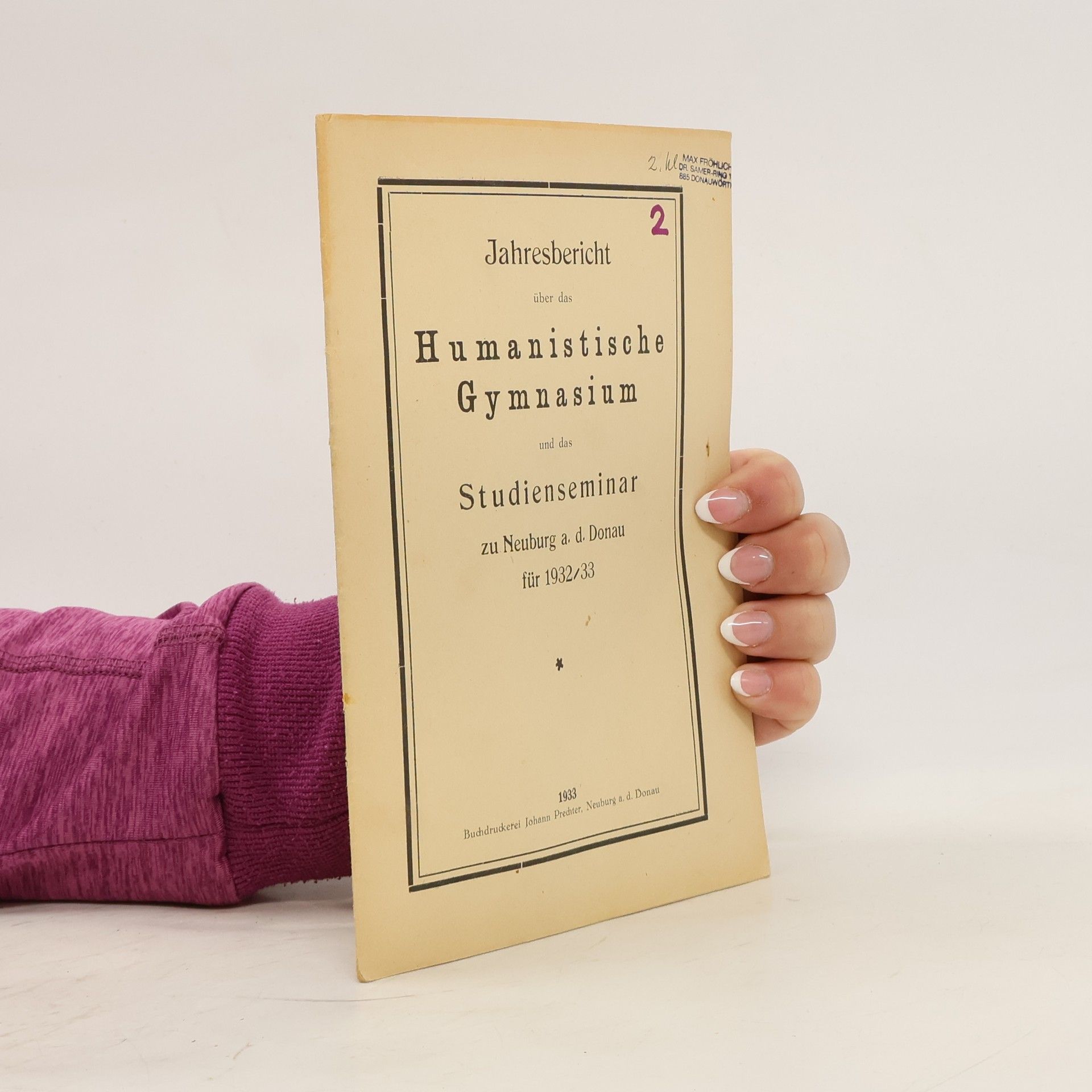 Auteurscollectief Jahresbericht über das humanistische Gymnasium und das Studienseminar zu Neuburg a. d. Donau für 1932/33
