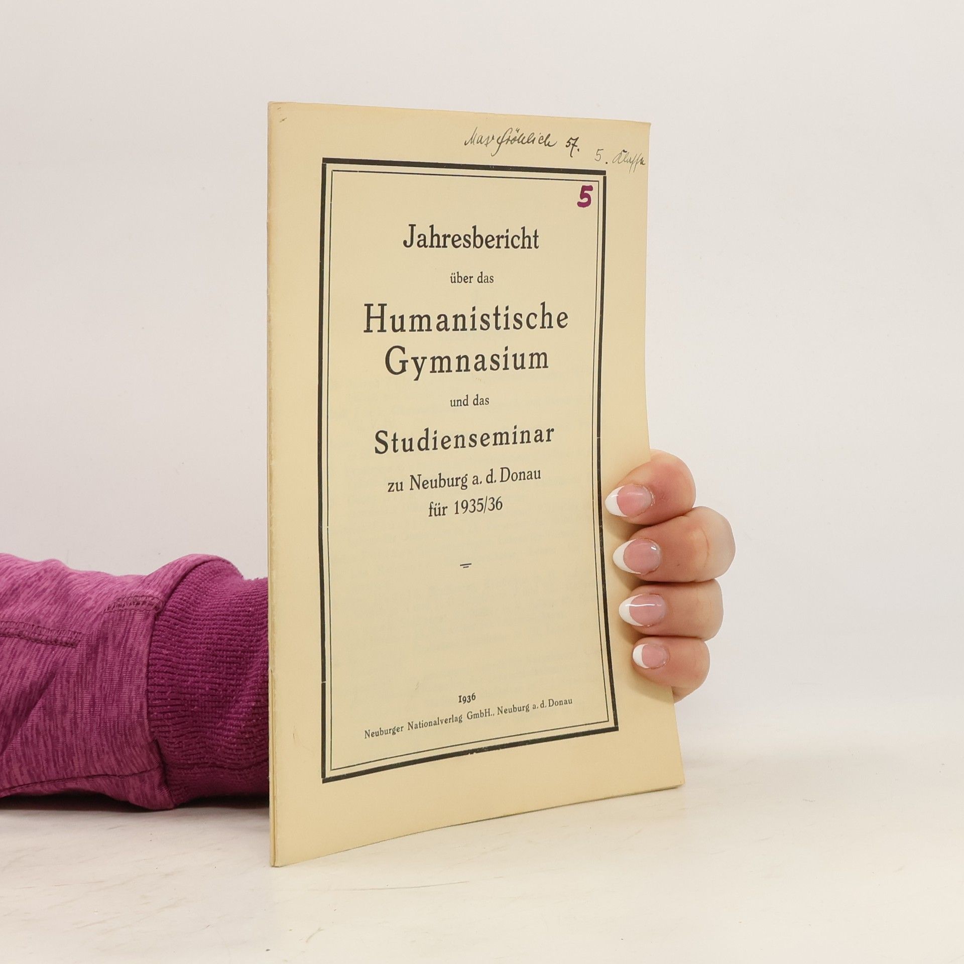Collective Jahresbericht über das Humanistische Gymnasium und das Studienseminar zu Neuburg a. d. Donau für 1935/36
