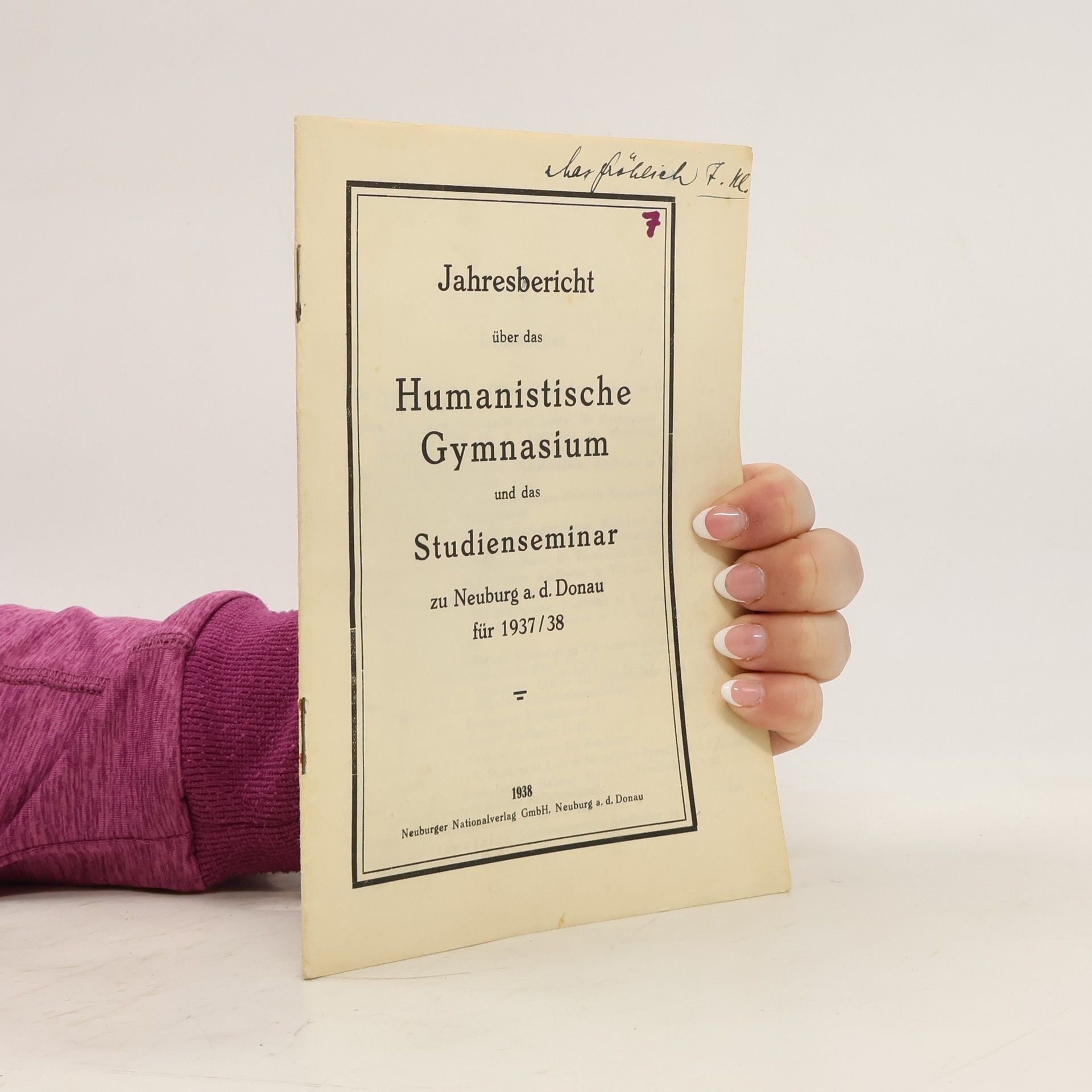 Collective Jahresbericht über das Humanistische Gymnasium und das Studienseminar zu Neuburg a. d. Donau für 1937/38