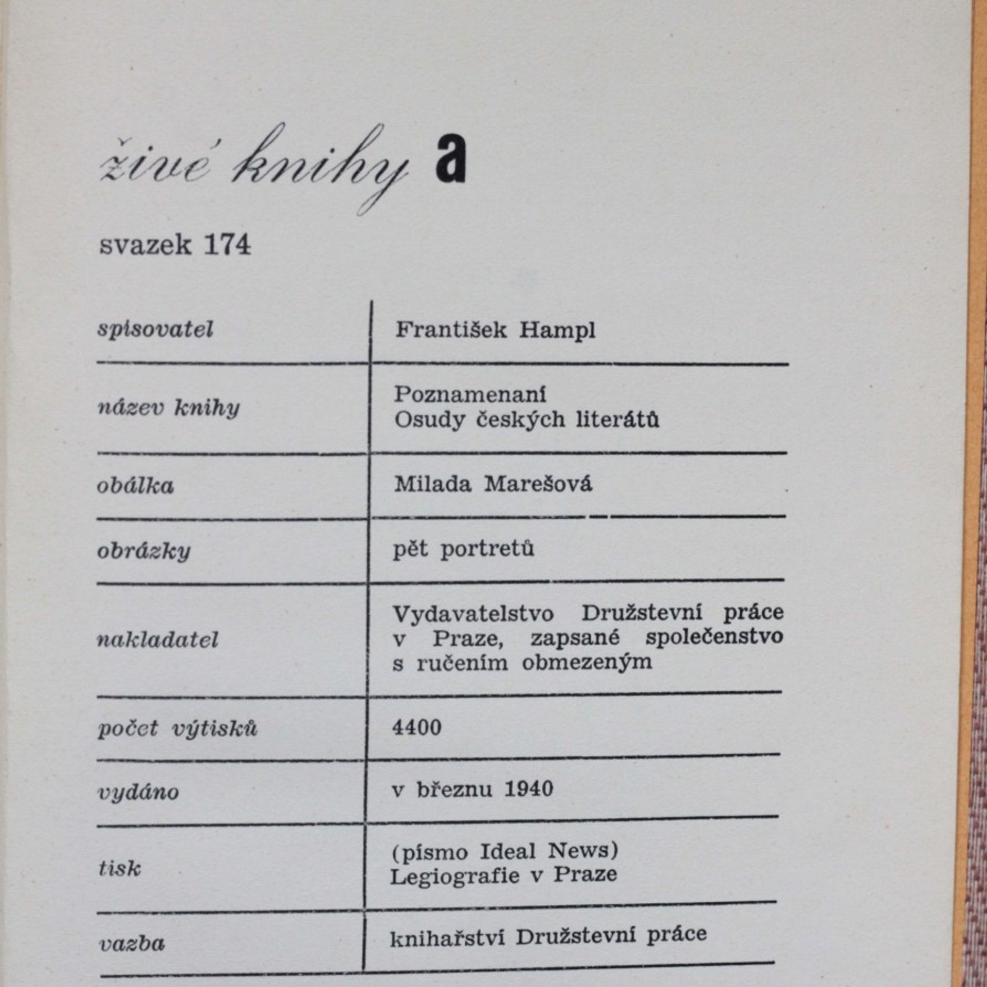 doc. Ing. František Hampl, CSc. Poznamenaní. Osudy českých literátů