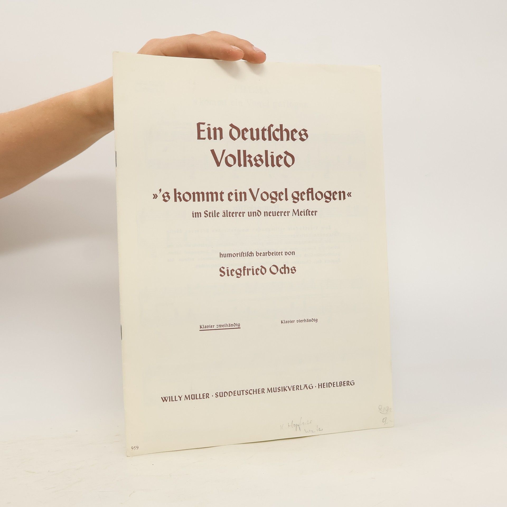 Siegfried Ochs Ein deutsches Volkslied 's kommt ein Vogel geflogen