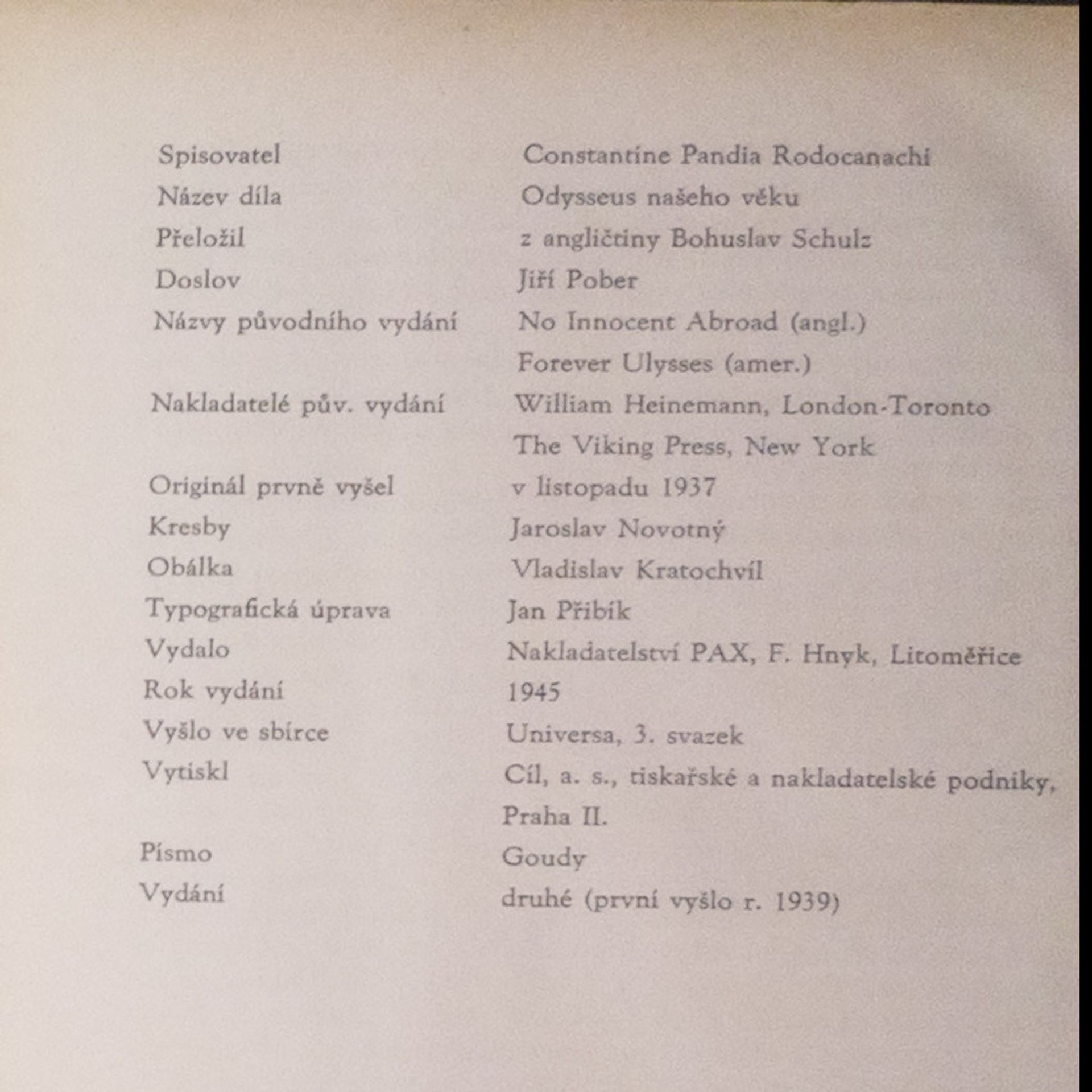 C. P. Constantine Pandia Rodocanachi Odysseus našeho věku