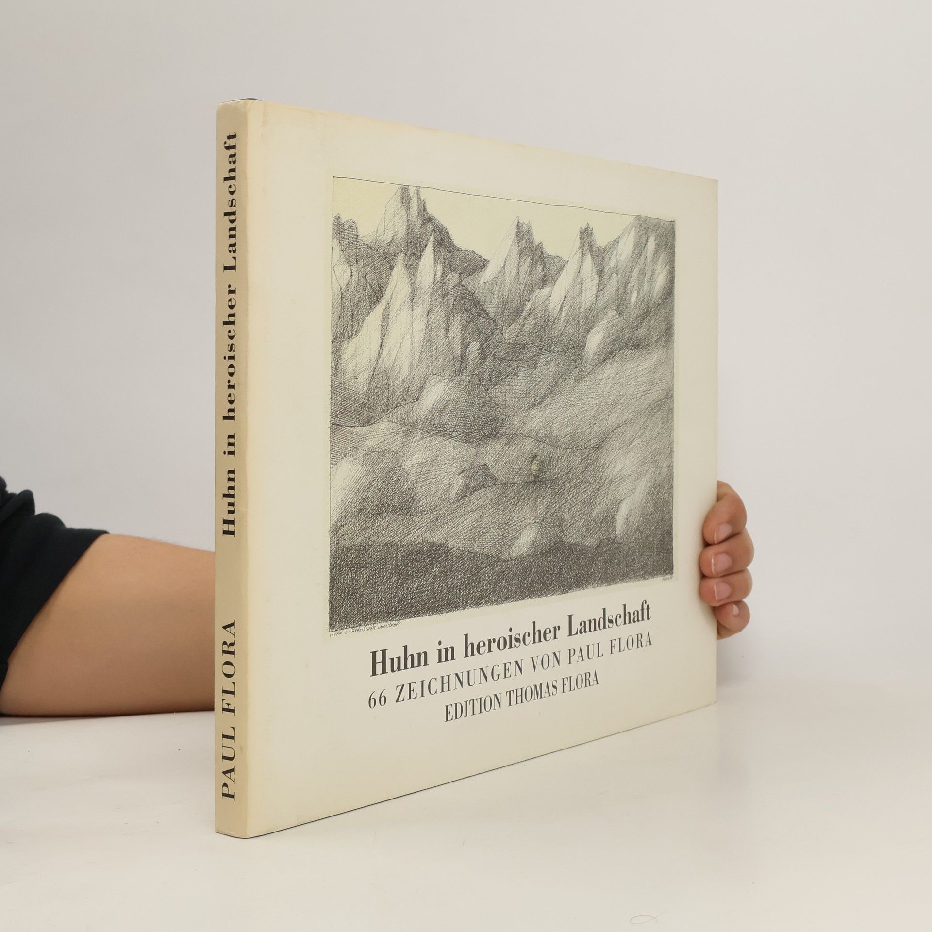 Paul Flora Huhn in heroischer Landschaft