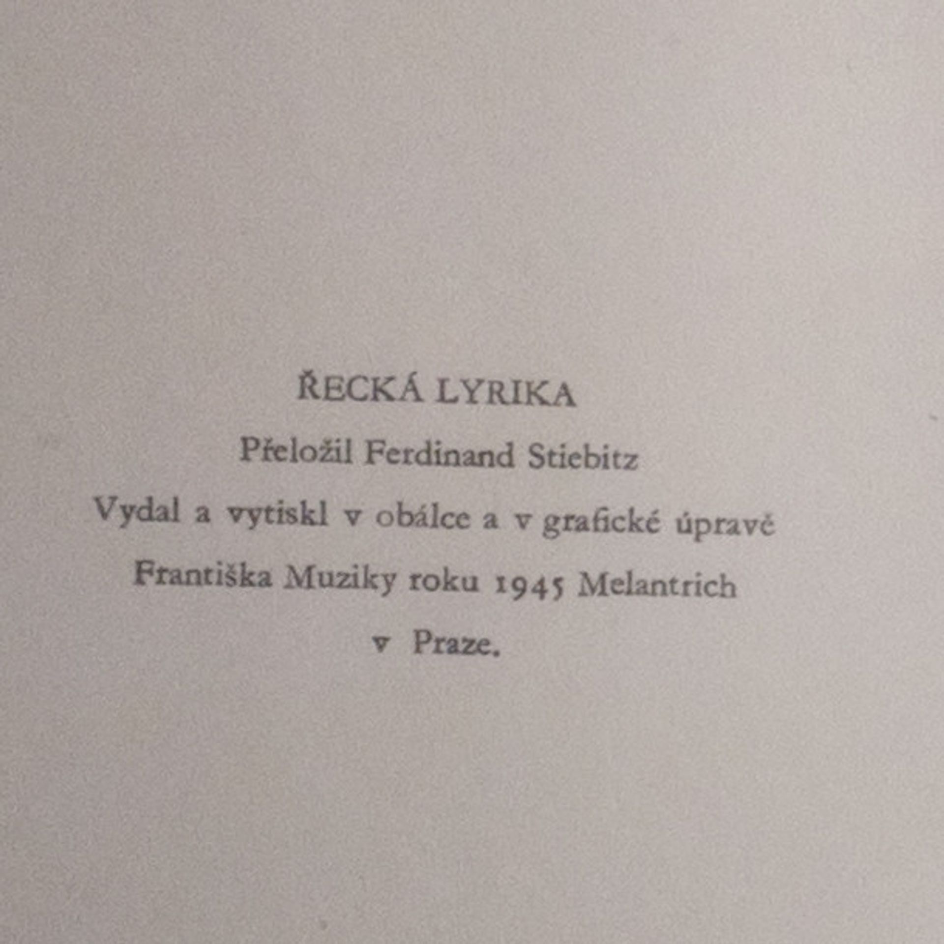 Ferdinand Stiebitz Řecká lyrika