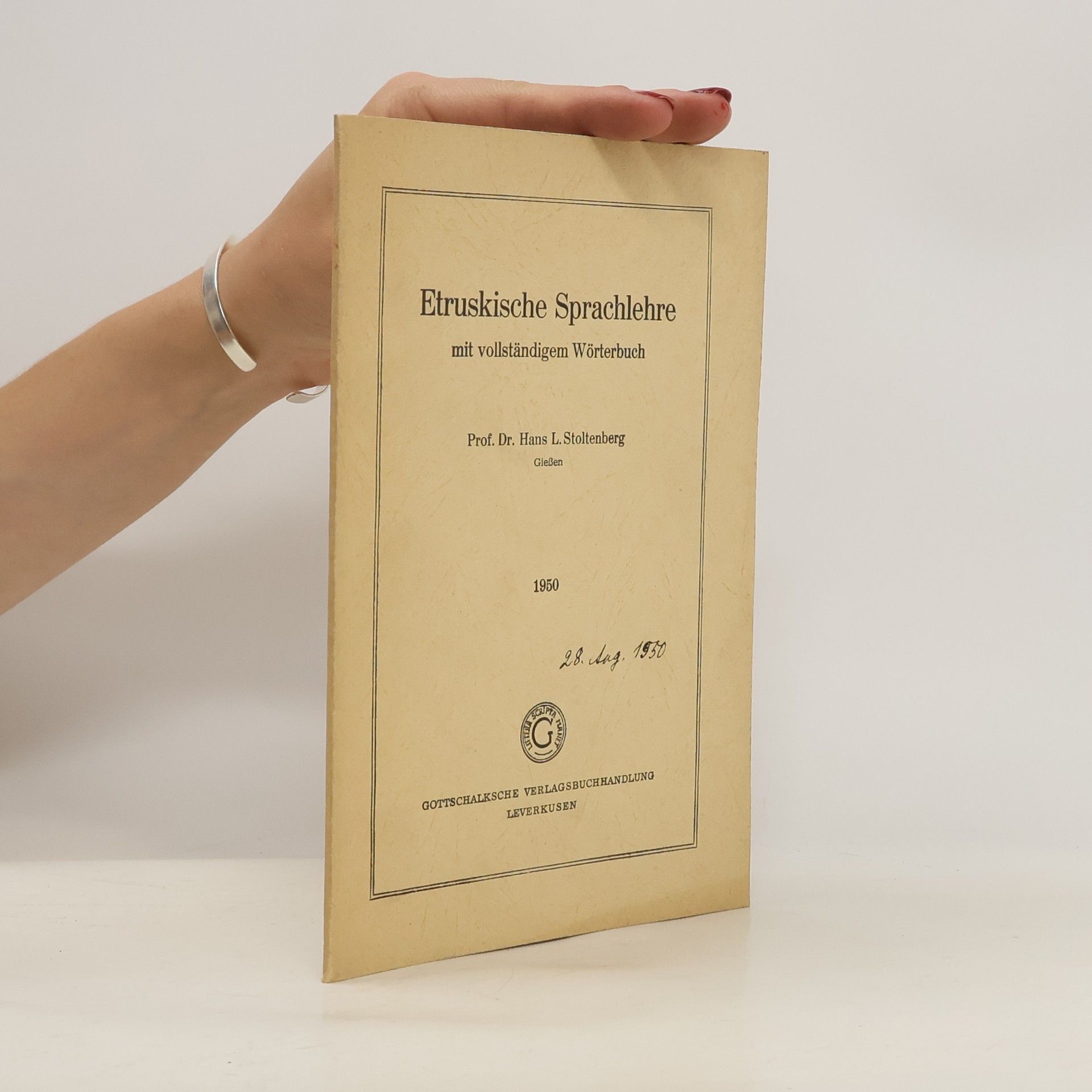 Hans Lorenz Stoltenberg Etruskische Sprachlehre mit vollständigem Wörterbuch