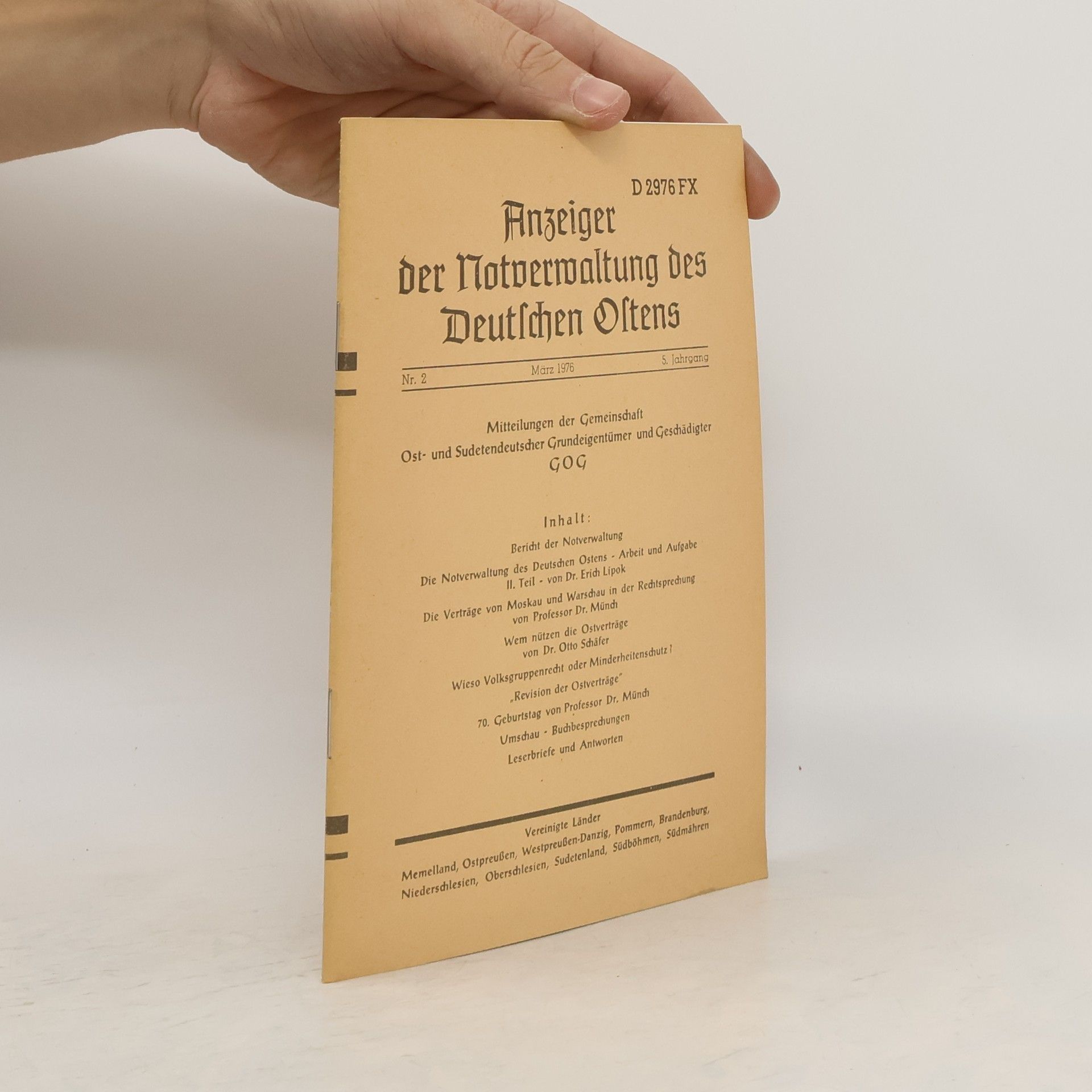 Autorenkollektiv Anzeiger der Notverwaltung des Deutschen Ostens 2/1976
