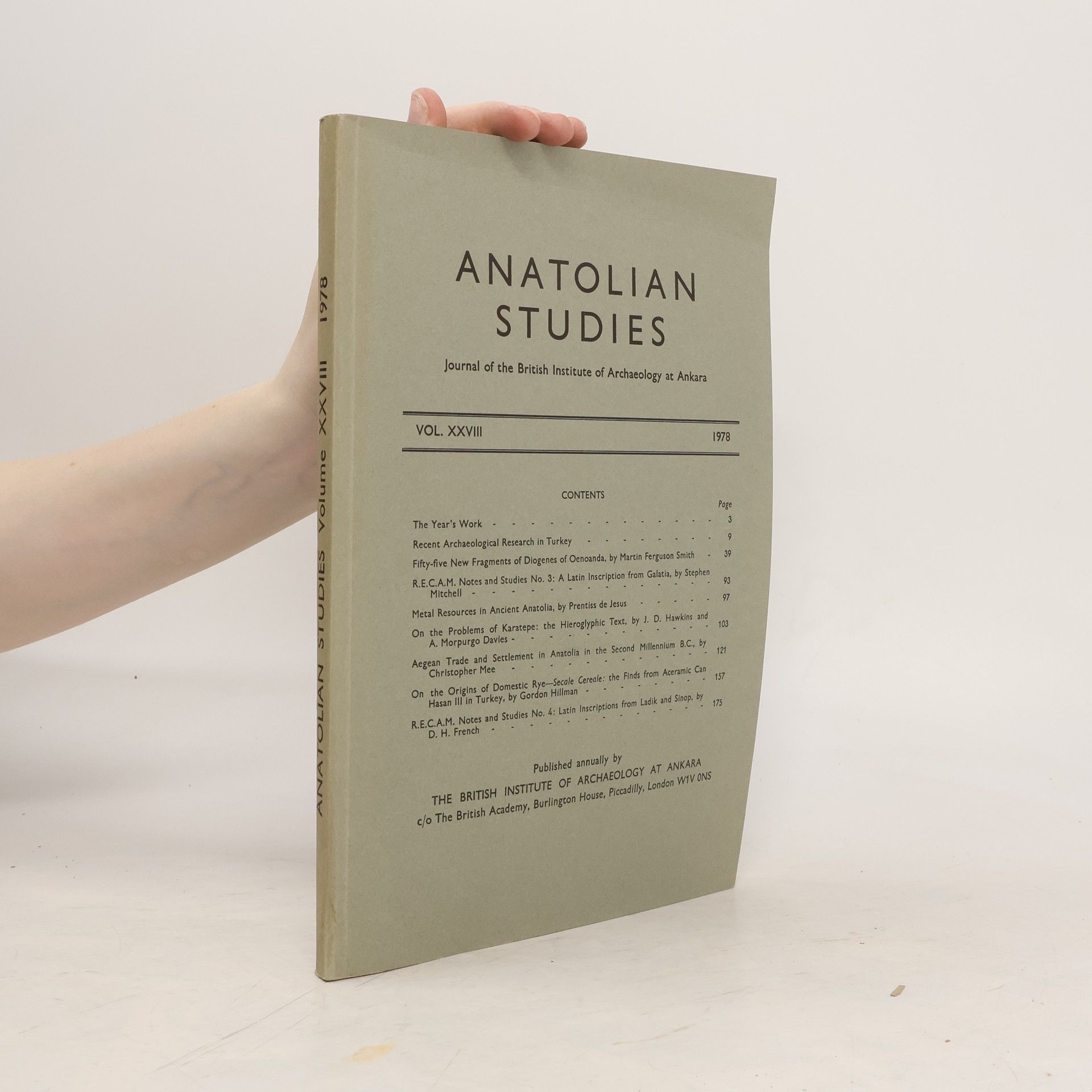 kolektiv Anatolian Studies Vol. XXVIII
