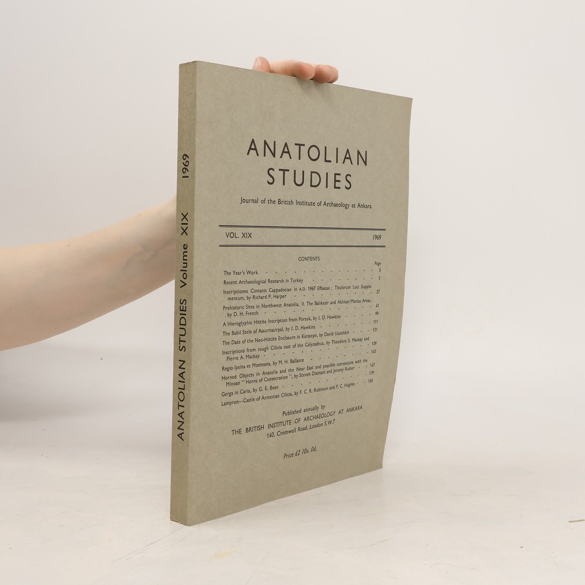 kolektiv Anatolian Studies Vol. XIX