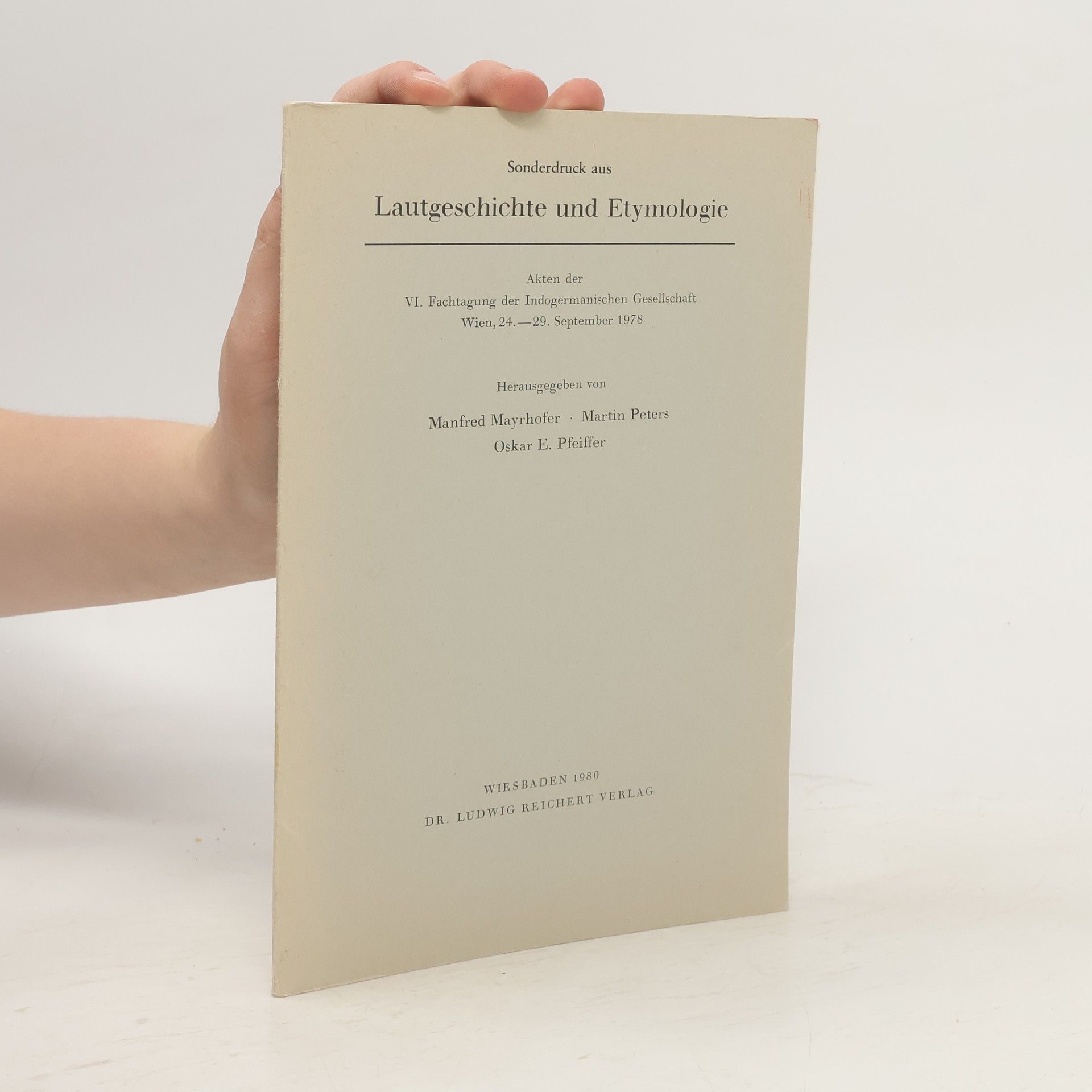 Manfred Mayrhofer Lautgeschichte und Etymologie