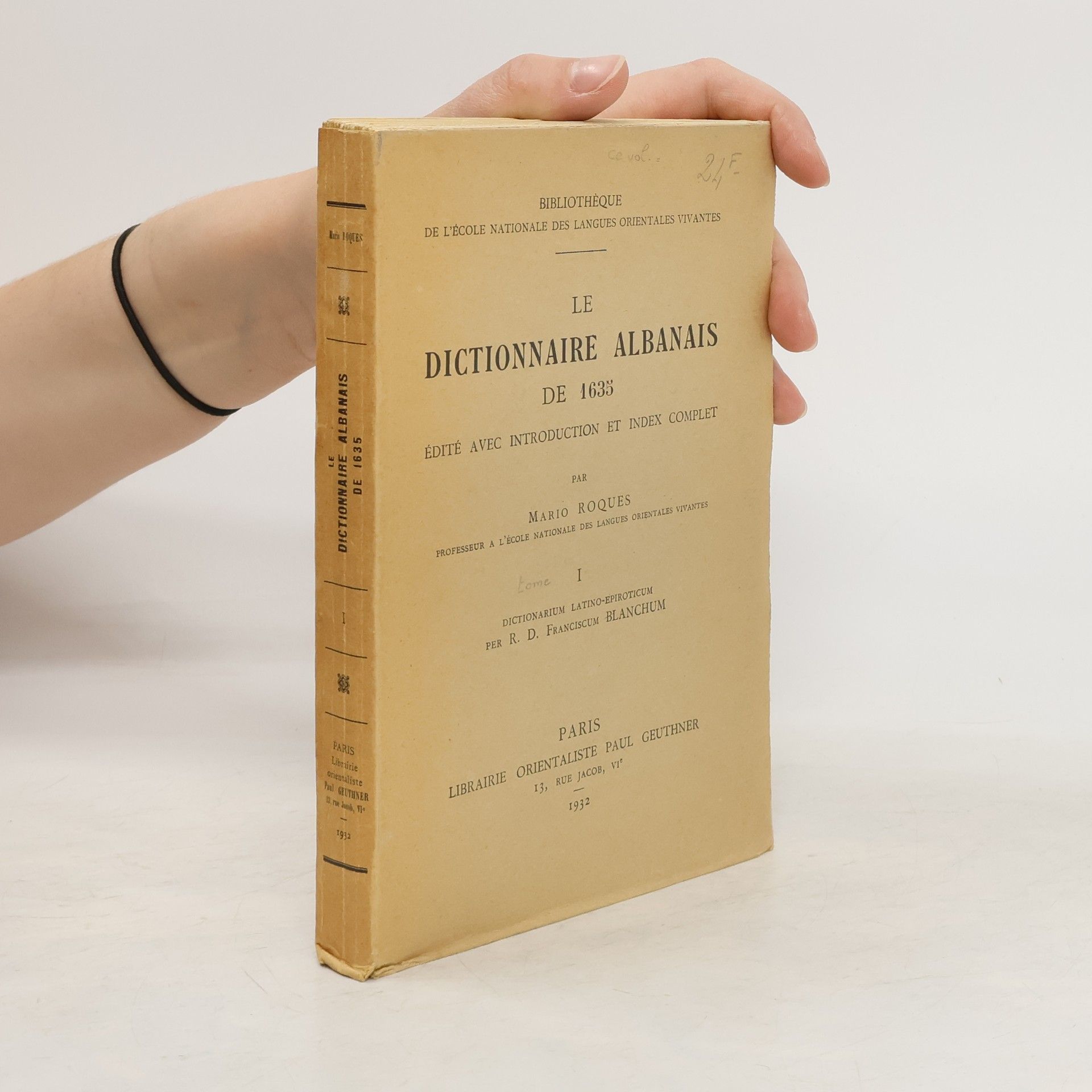 Mario Roques Le dictionnaire albanais de 1635